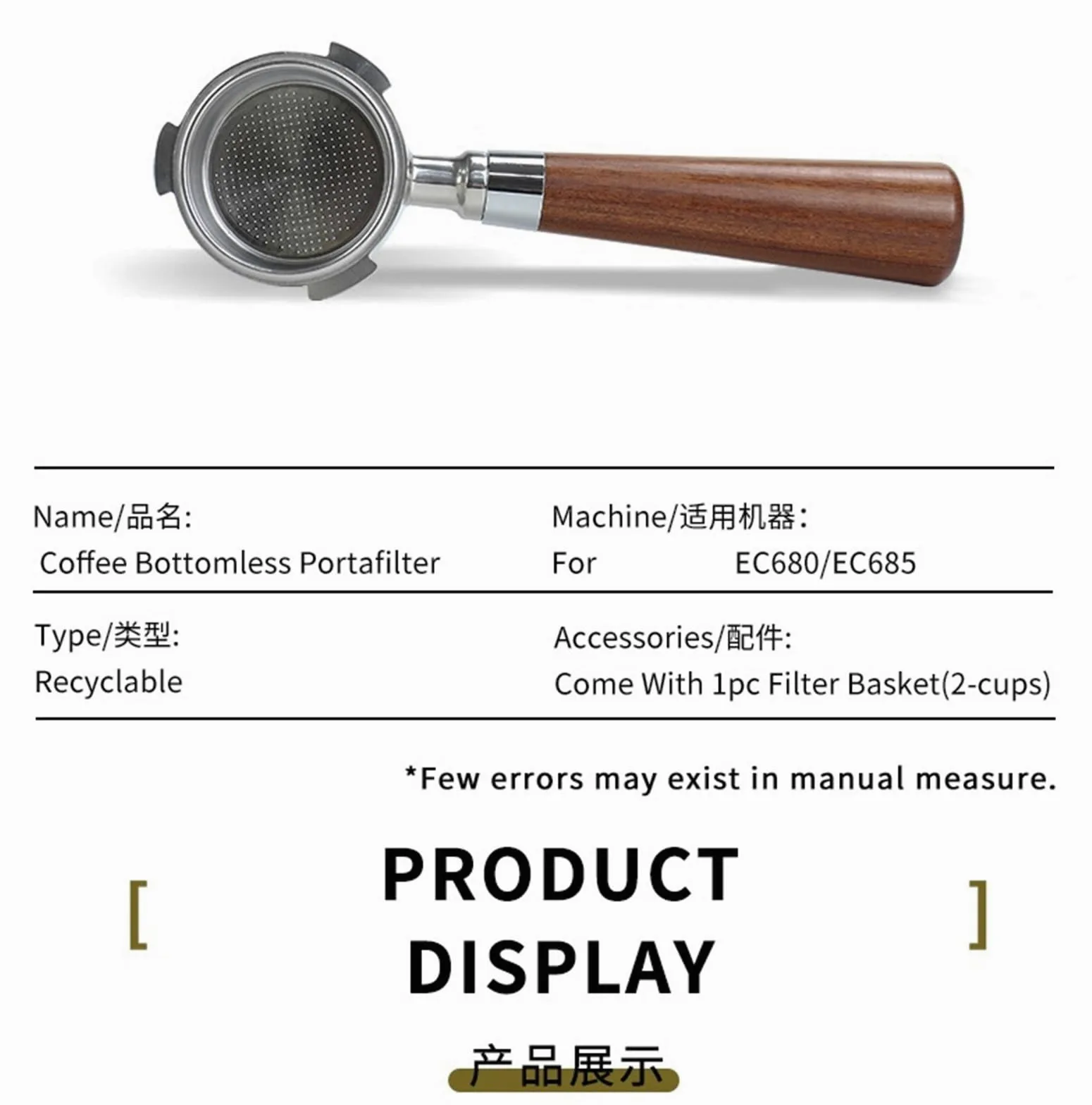 Portafiltro Sin Fondo For Café Con 3 Clavos, 51mm, Compatible Con Delonghi,Dedica Ec680 Ec685, Cesta De Filtro De Repuesto, Accesorio De Barista