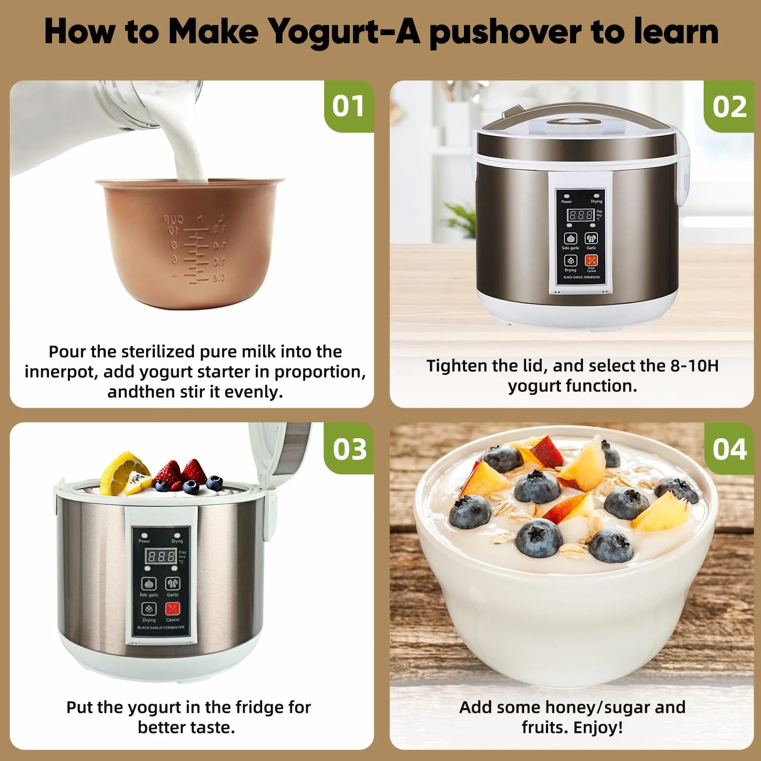Fermento para yogurt Máquina,Máquina de fermentación de ajo negro,5L Automática Multifuncional Máquina de fermentación inteligente,máquina de encurtidos,máquina de fermentación de cocina DIY