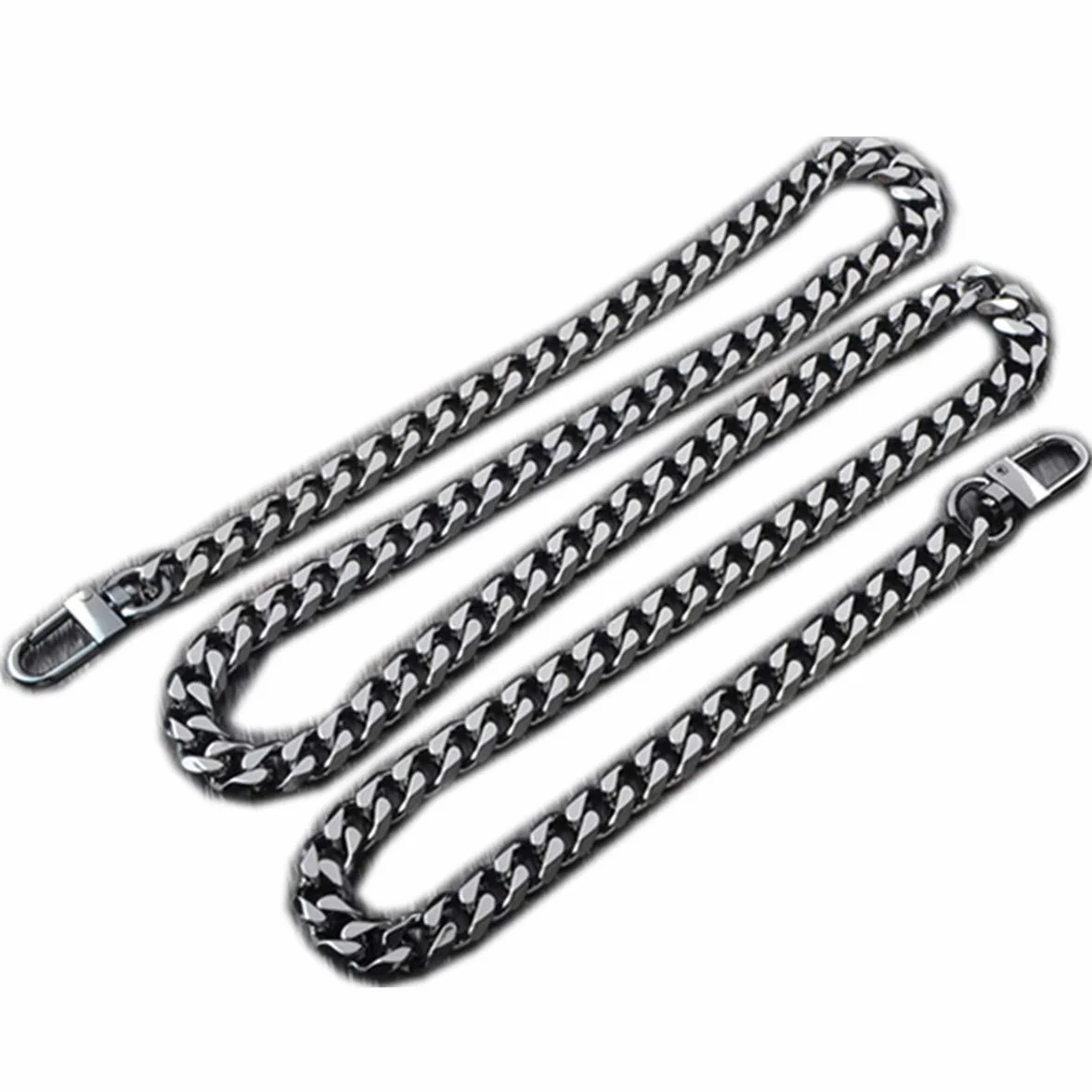 Correa de bolso,Correa de bolso,Correa de bolso,Co 6 superficies molidas planas DIY hierro negro cadena de Metal correa de bolso cadenas correas de bolso hombro cruzado correas de repuesto(Length 62")