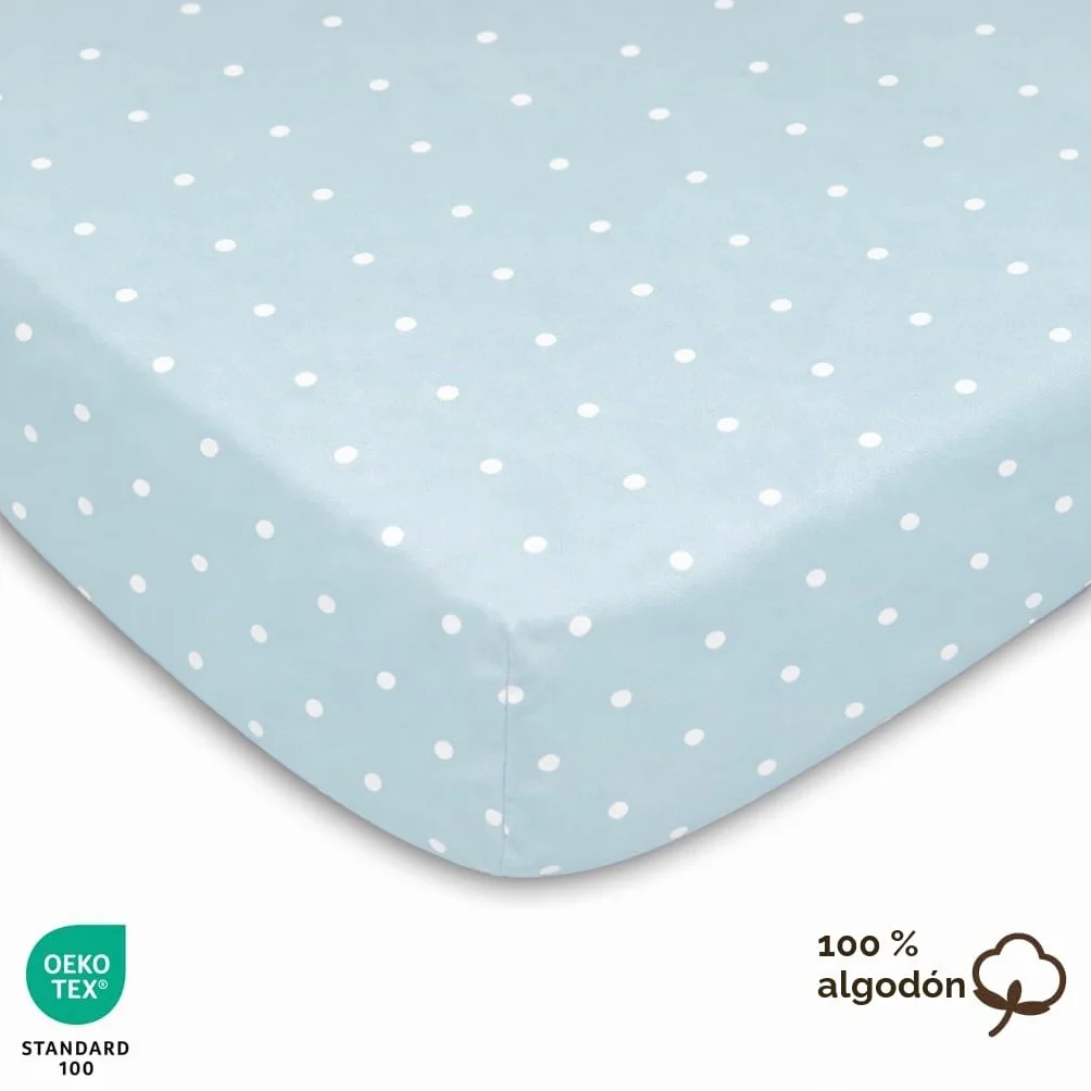 Sábanas Minicuna 100% Algodón – Sabanas Minicuna Compatible con Iora, Tori, Iora Air y Sleepi Mini (60 x 80 cm, Animales Azules)