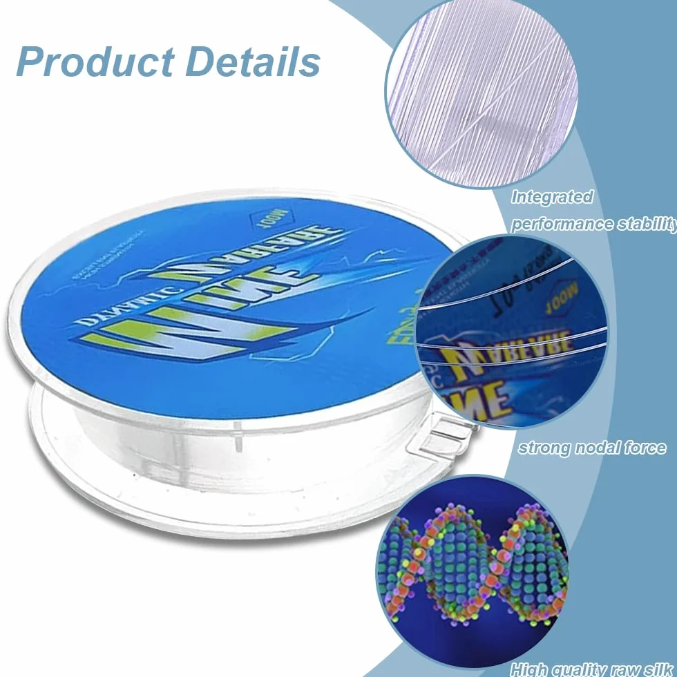 Sedal de Pesca, Monofilamento 0,14 mm/100 m, Hilo de Nailon Transparente para Manualidades