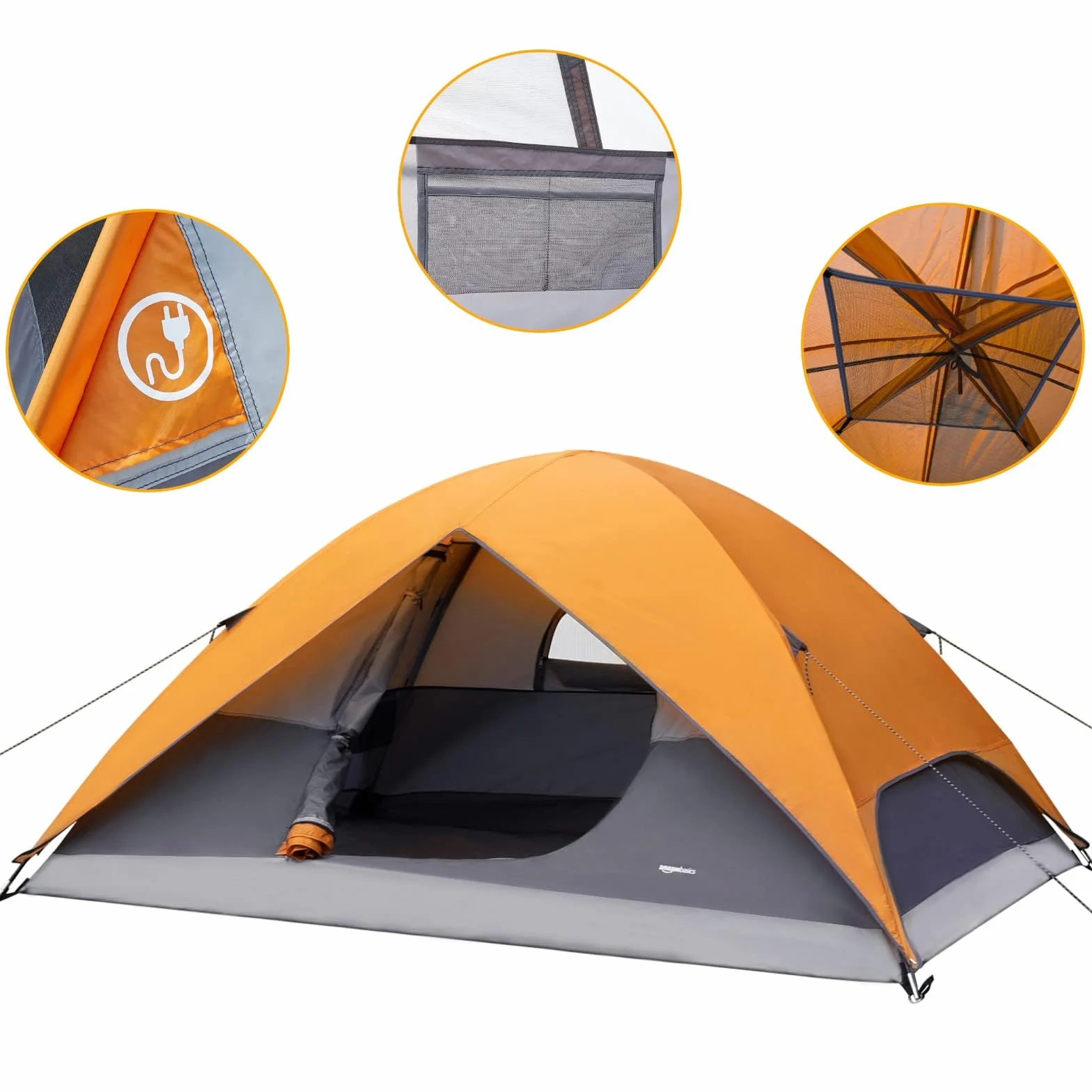 Amazon Basics Tienda de campaña impermeable 6 personas 3 estaciones lona bolsa transporte