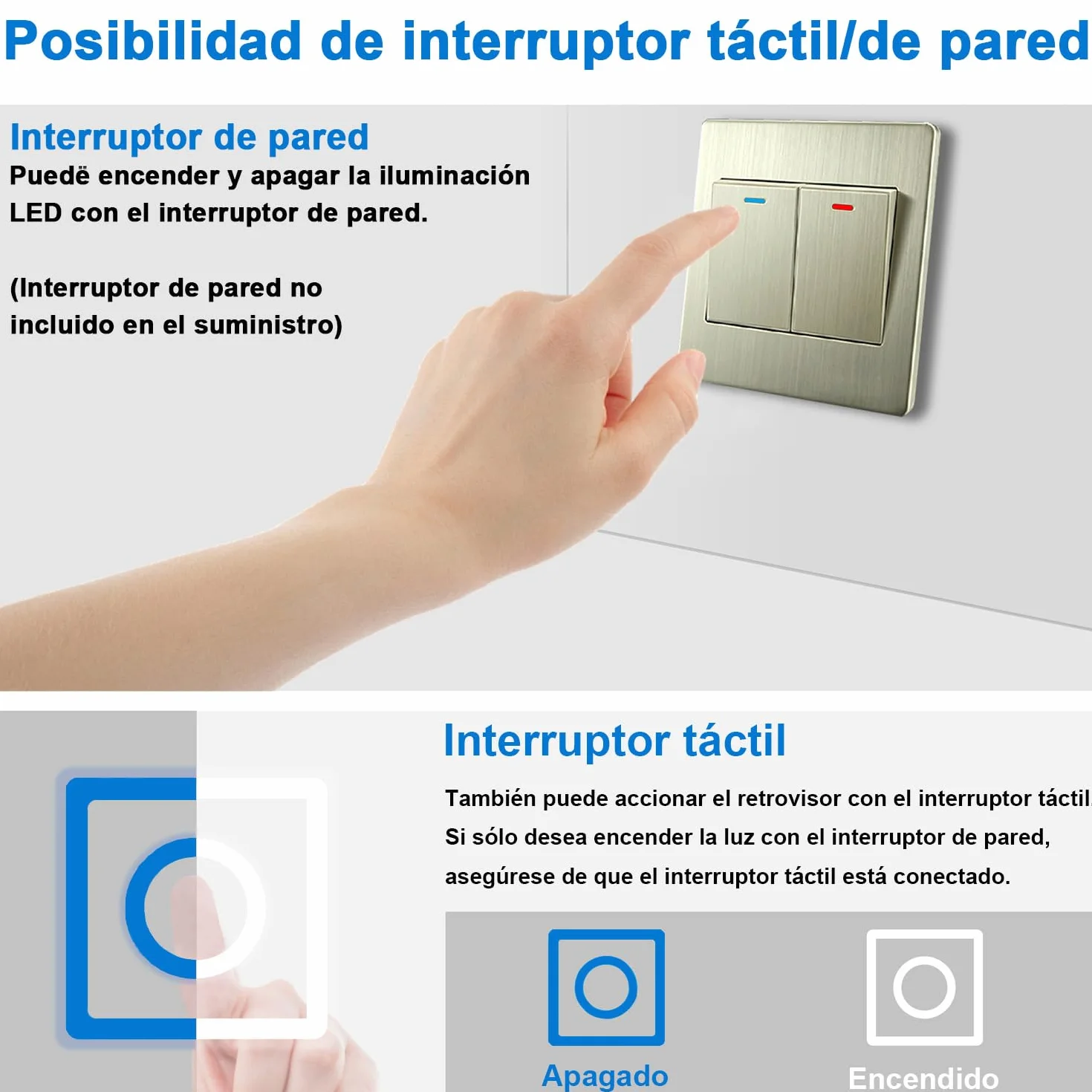 Aica Sanitaer Espejo de baño con LED, 100 x 80 cm, con iluminación LED, función de Memoria, Brillo Regulable y función antivaho. Superficie del Espejo de Alta definición, Horizontal o Vertical.
