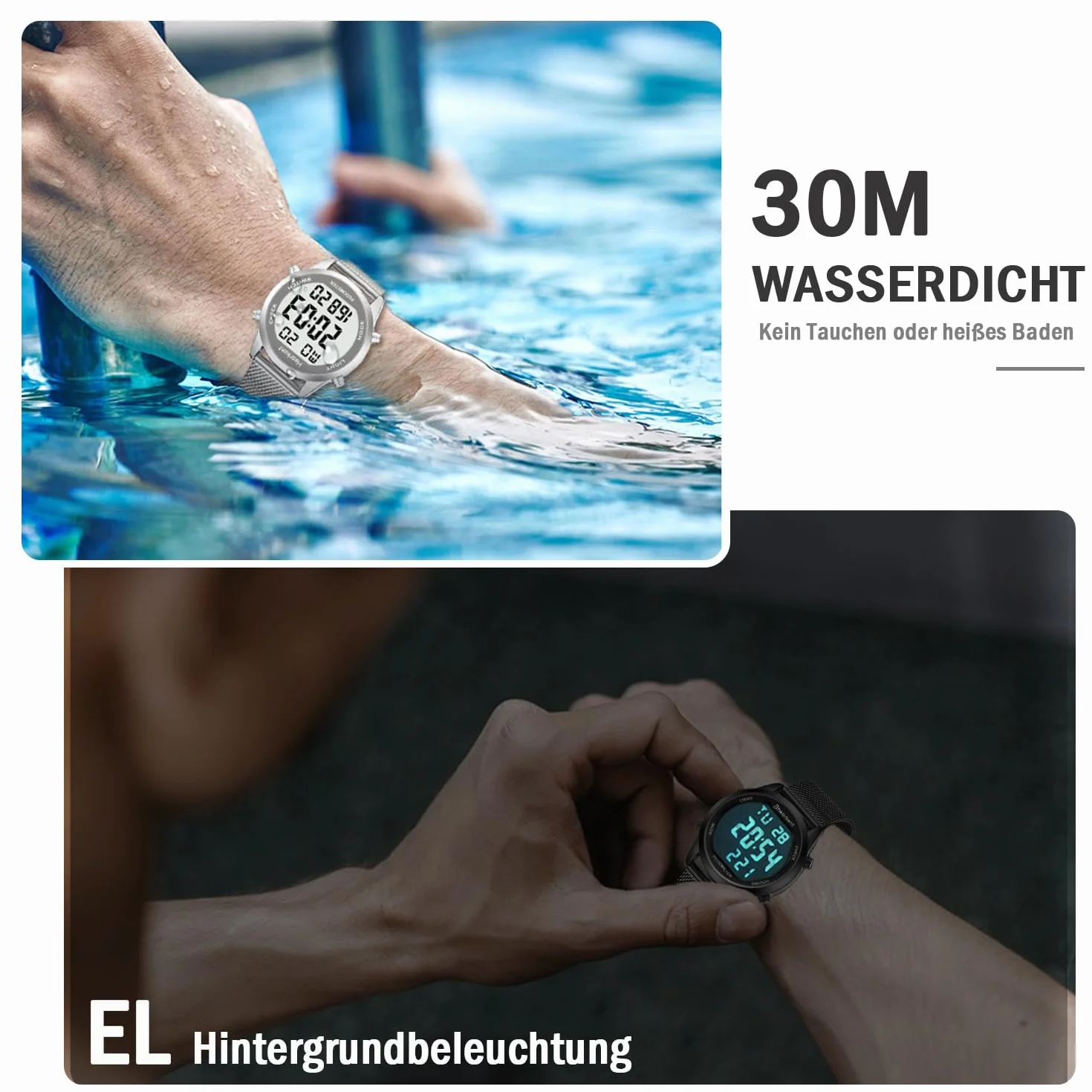 Reloj podómetro, resistente al agua, reloj digital, sin Bluetooth y aplicación, reloj para personas mayores con podómetro, contador de calorías, reloj deportivo para caminar/correr