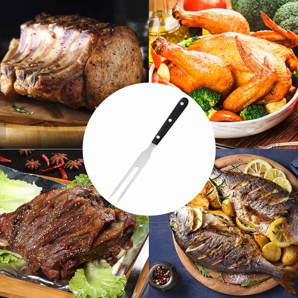 Tenedor de Trinchar de Acero Inoxidable Con Mango Largo - Para Carne, Barbacoa, Parrilla, Cerdo, Pollo, Ternera, Pavo, Asado y Cena