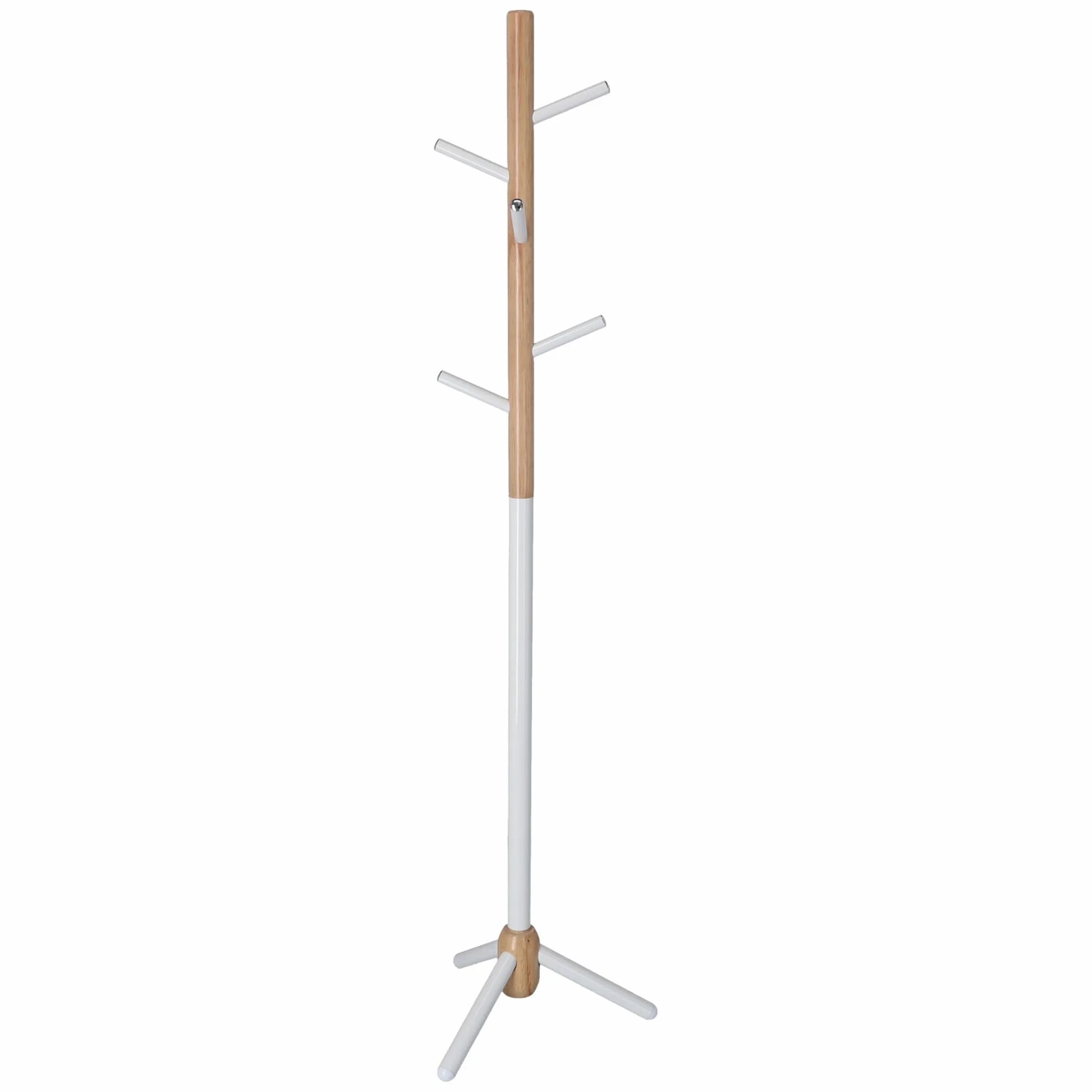 WELL HOME MOBILIARIO & DECORACIÓN Perchero Infantil Half de 6 Perchas, en Metal Blanco y Madera, 28x28x176 cm