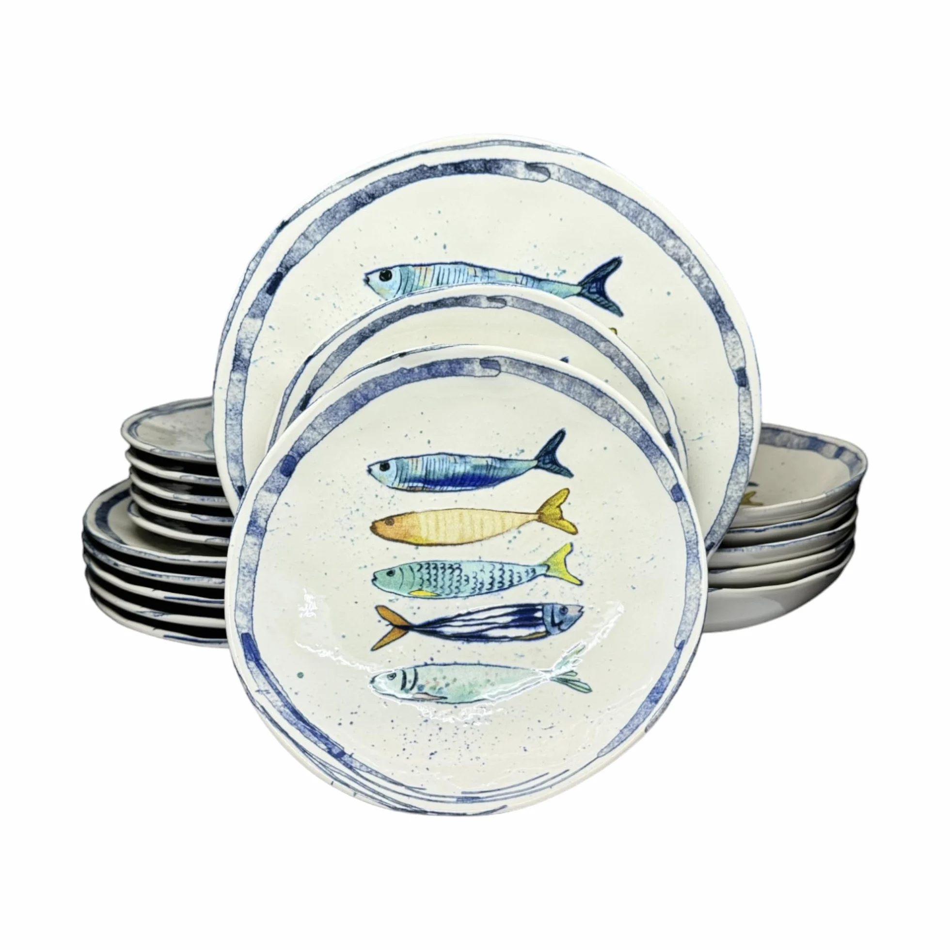 La Mediterránea - Vajilla (18 platos para 6 personas, 26 cm, postre 20 cm, huecas para sopa o ensalada, 20 x 5 cm)
