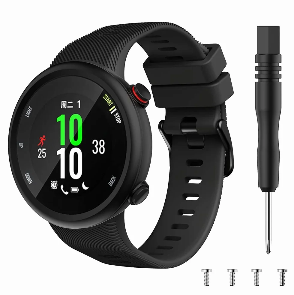 Correa de Reloj compatible con Garmin Swim 2 Forerunner 45, Silicona Delgada Deporte Reemplazo