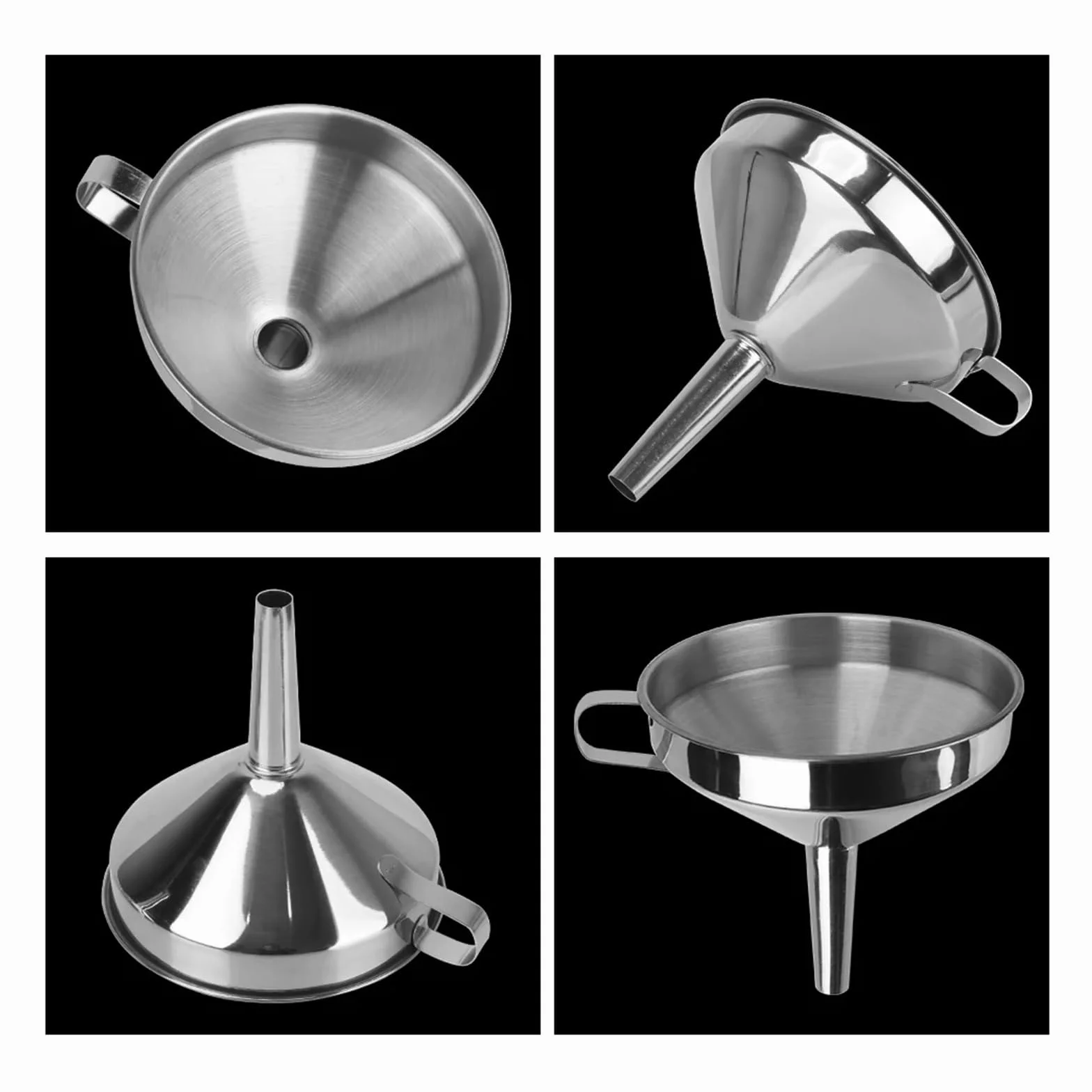 Embudos Embudo de Acero Inoxidable for enlatar Vino, Cerveza, Aceite, Frasco, Utensilios de Cocina, embudos de Boca Ancha, Embudo de Metal con Filtro Desmontable.(14CM)