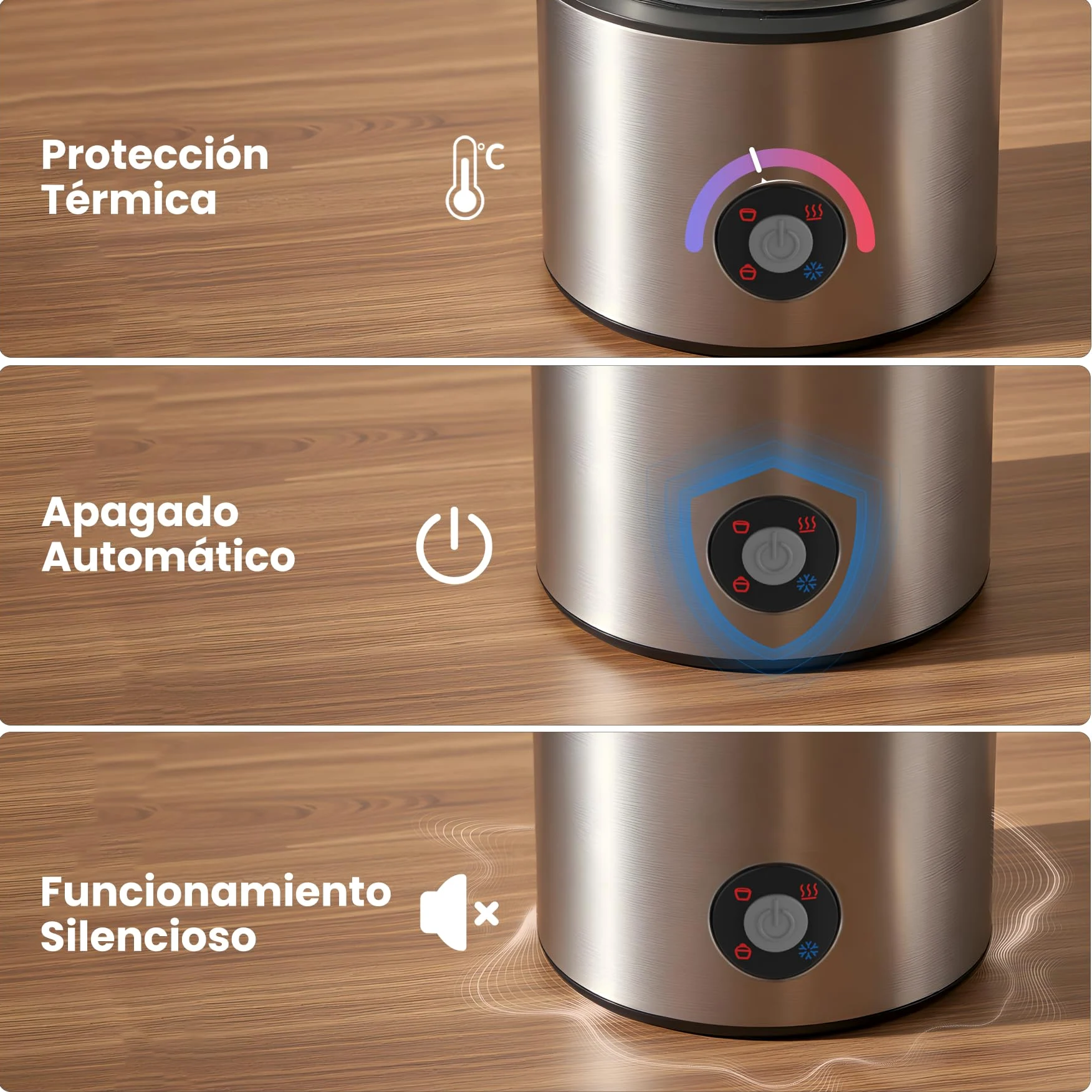 Espumador de Leche 4 en 1, Calienta leche Espumador Electrico 500ml Silenciosa, Calentador de Leche Inducción Automáticas con Desmontable Vaso de Vidrio, para Capuchino, Chocolate