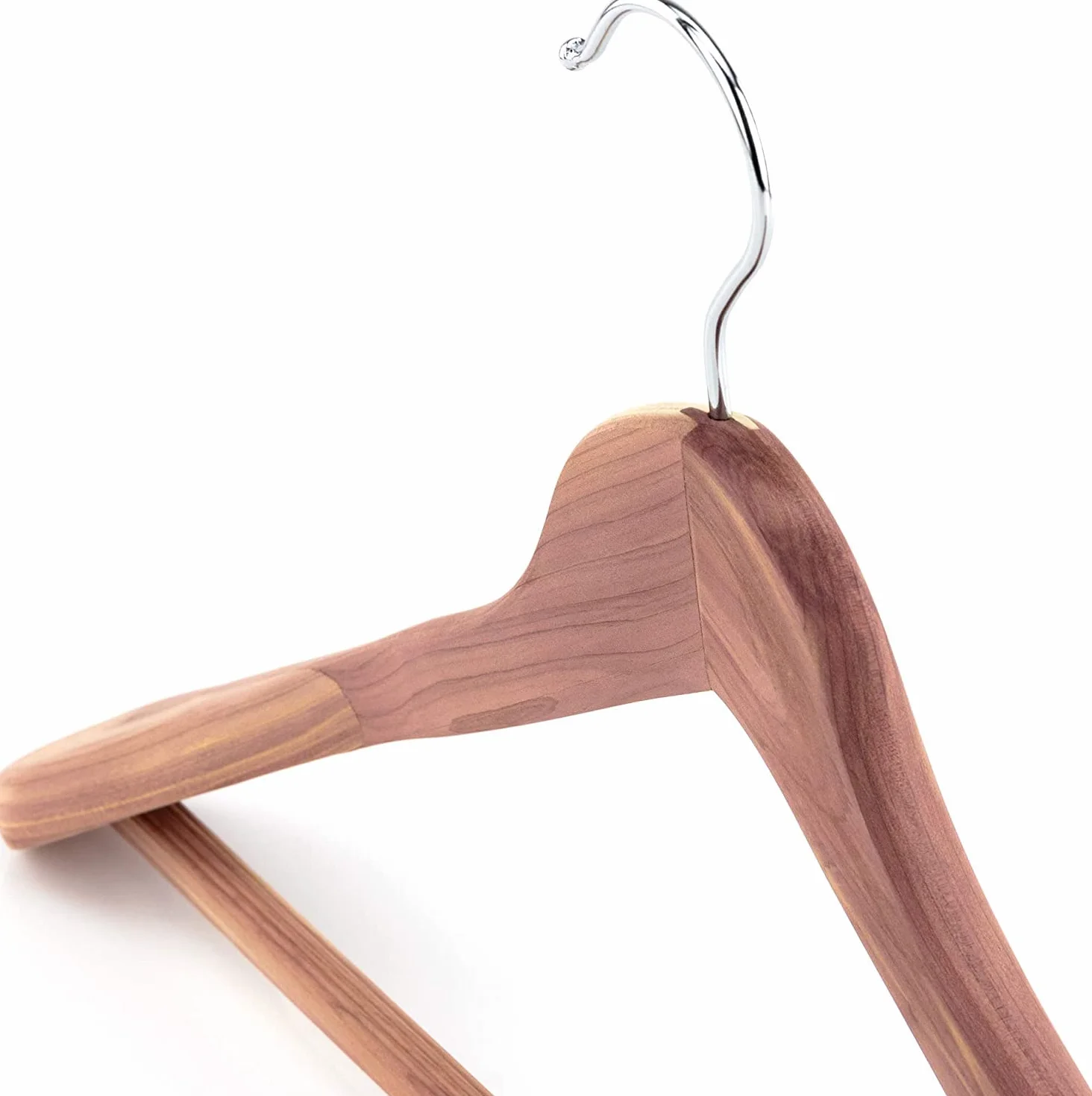 Hangerworld 3 Perchas Traje 45cm Madera de Cedro Antipolilla Hombreras Anchas Barra Antideslizante