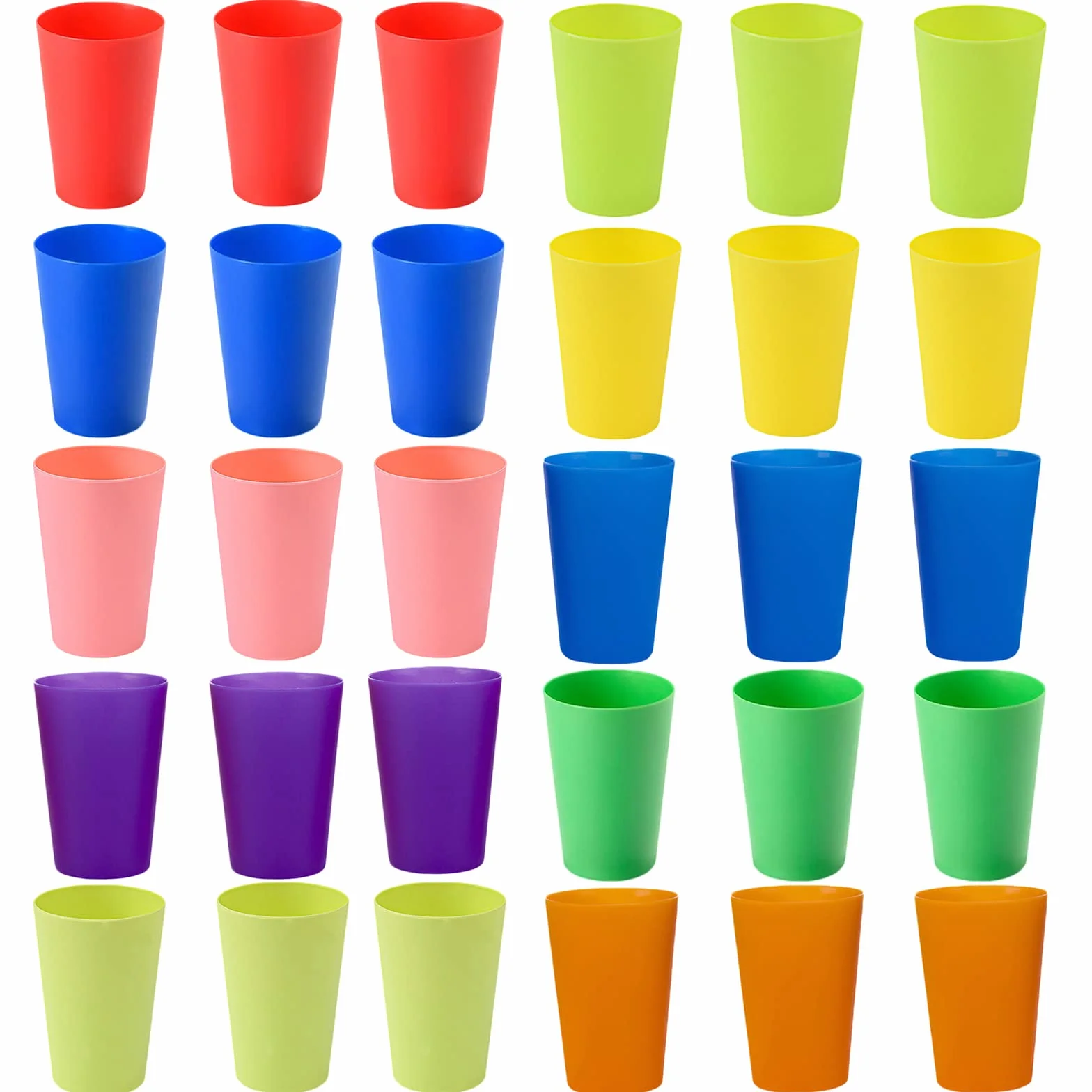 PALUDO 30 Piezas Vasos de Plástico Reutilizables - 260 ml Copas de Colores - Vasos Plastico Duro Apilables - para Niños Fiestas Picnics Viajes Camping Cocina Familiares (10 Colores)