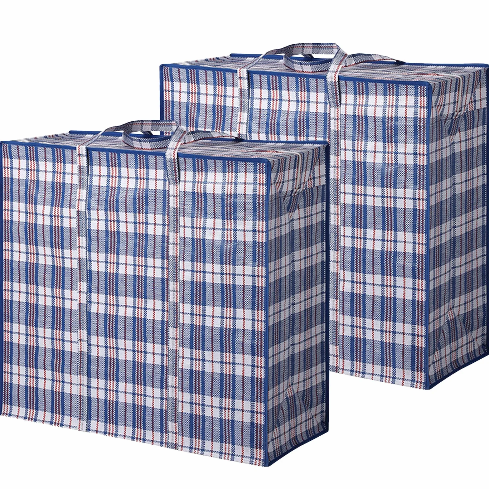 2 Bolsas de Almacenaje Sobredimensionadas con Cremallera, Bolsas de la Compra para Ropa, Bolsas Grandes de Mudanza, Azul, Poliéster
