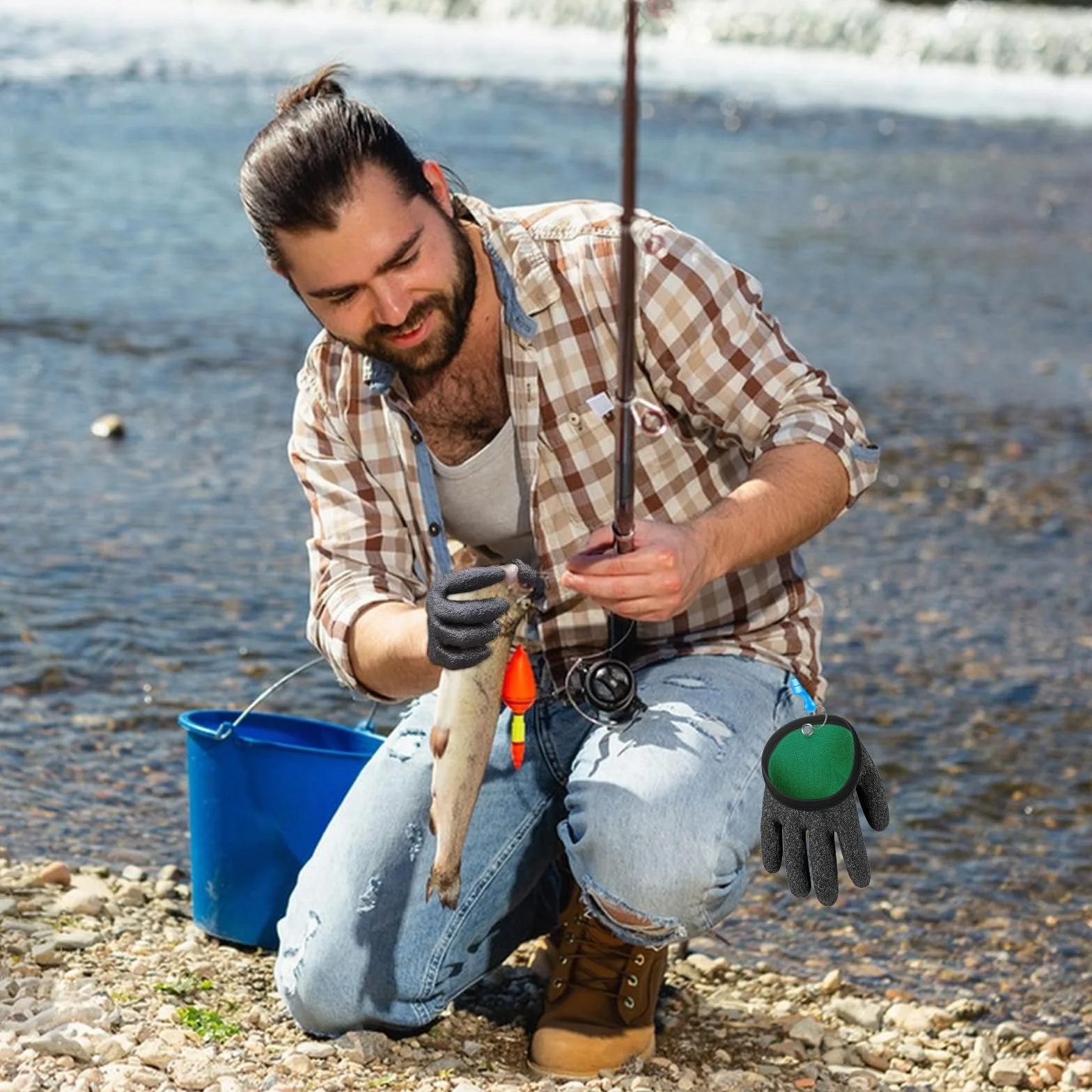 Guantes de Pesca Impermeables Anticortes con Cierre Magnético 1 Par