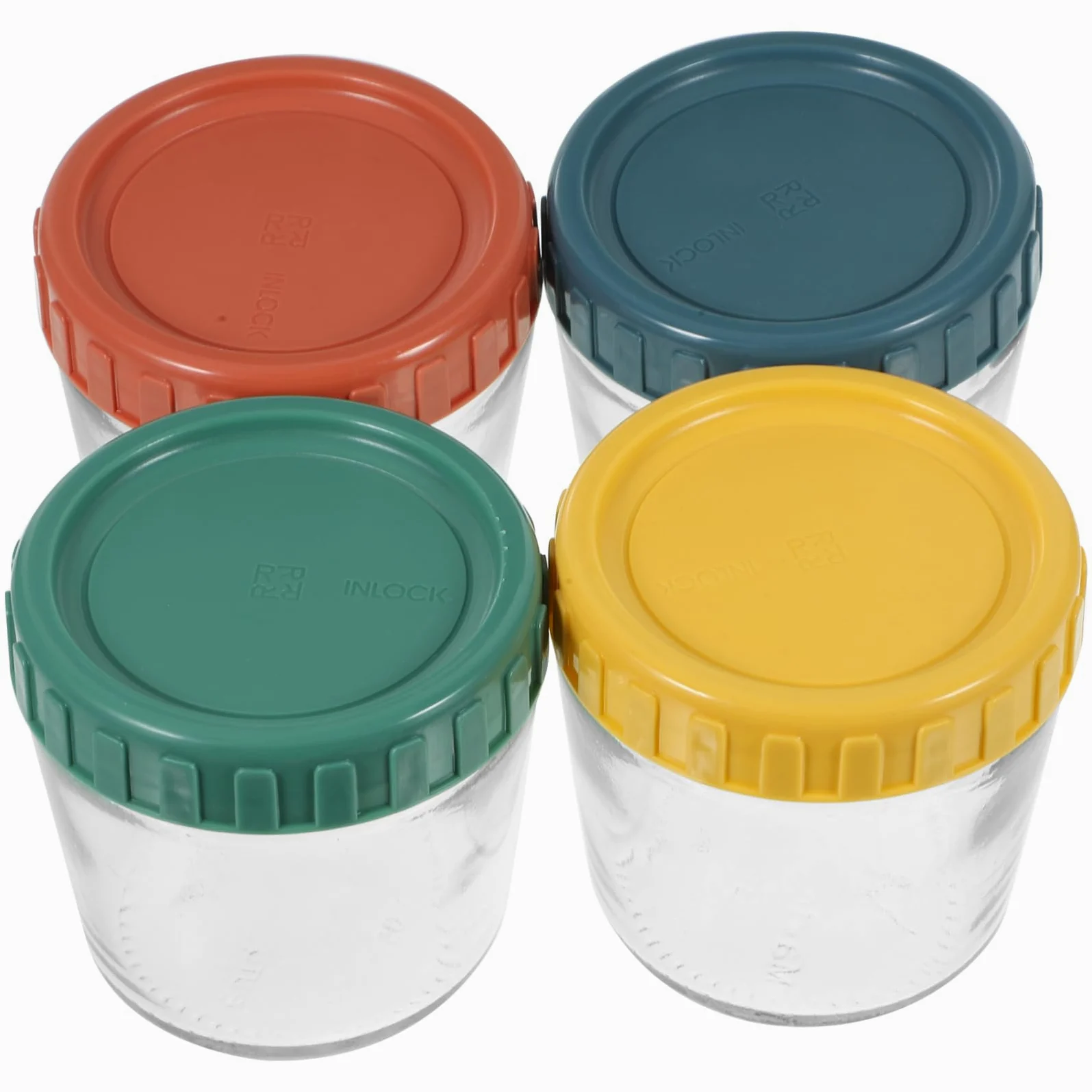 Mobestech Set de 4 Frascos de Vidrio Tapa de Silicona Sellada, Contenedores para Almacenar Alimentos Pequeños, Diseño Apilable y Fácil Acceso para Cocina y Yogur