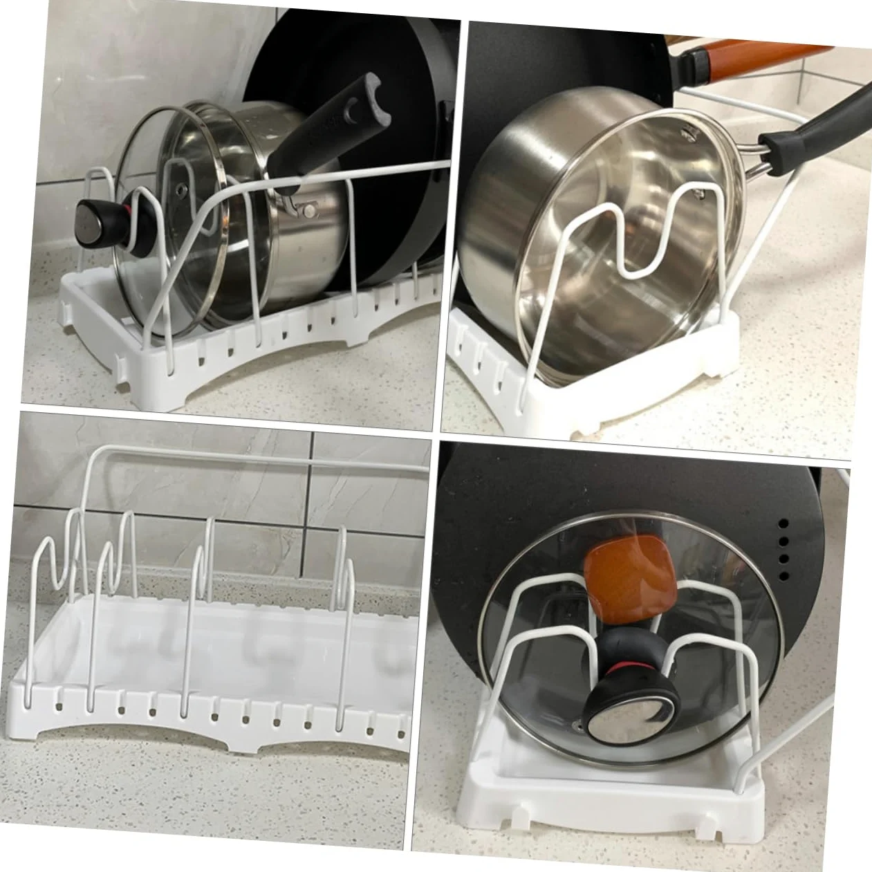 TOPBATHY Soporte Ajustable Para Tapas De Ollas Estante Para Utensilios Diseño Elegante