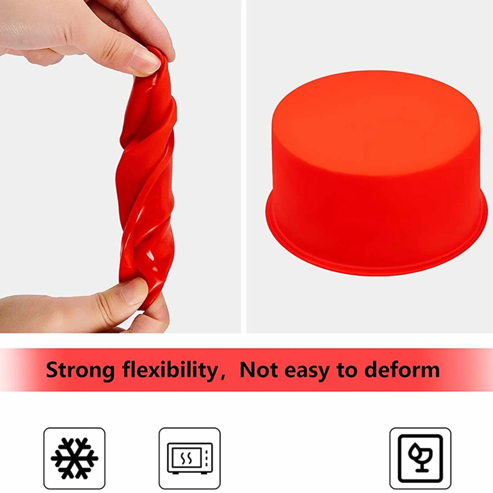 50 Piezas de Molde Silicona para Tartas, Molde para Hornear Redondo del Día de San Valentín, Molde para Hornear 4 Pulgadas, Molde para Hornear de Silicona para Cocina, Rojo, Azul