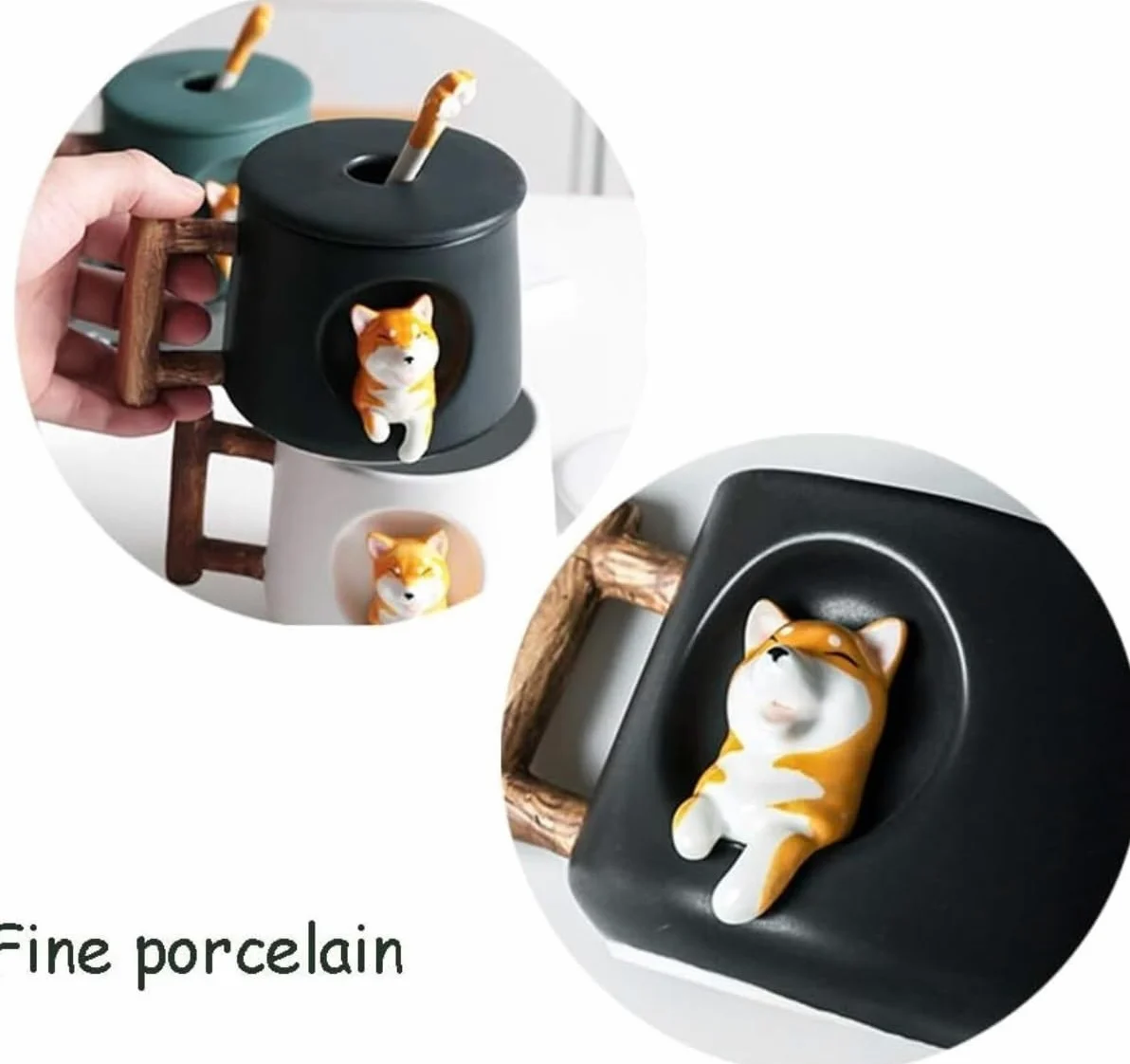 Taza de Café de Té Tazas Taza De Café De Cerámica Taza De Porcelana Esmerilada Suave Taza De Té Hecha A Mano Taza De Café Con Asa Animal 3D para té de la tarde(A)