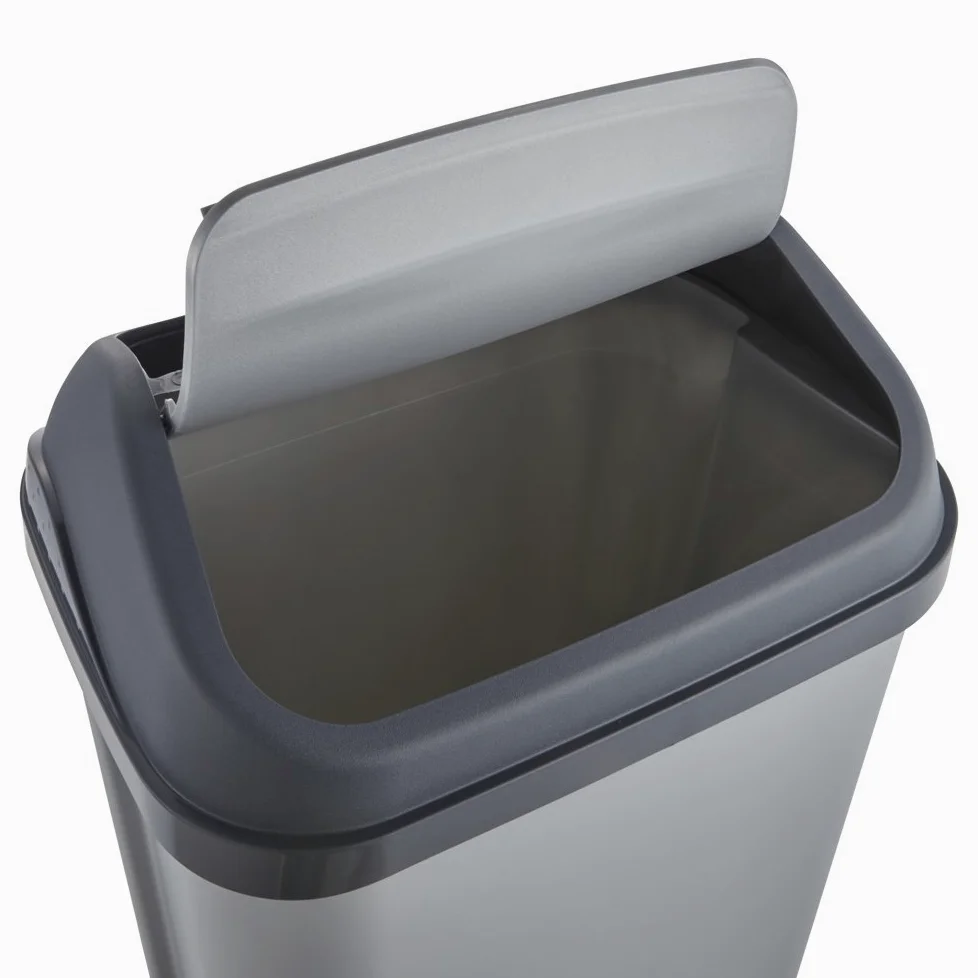 keeeper Cubo de Basura con Tapa Basculante, 50 l, Swantje, Plateado