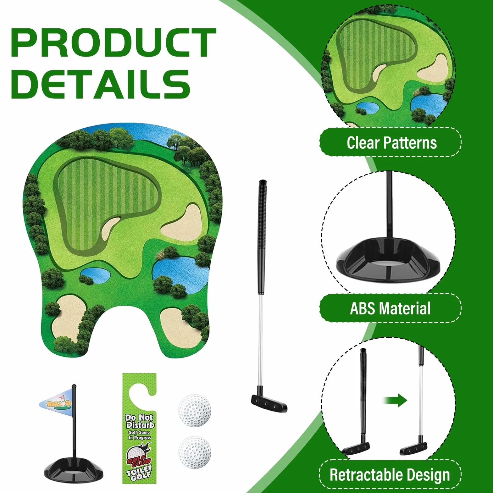 Juego de Regalo de Golf para Inodoro, Juego de Golf para el Baño, Set de Regalo de Golf Juegos de Golf para Inodoro, Juego de Golf para Inodoro para Entretenimiento Recreativo