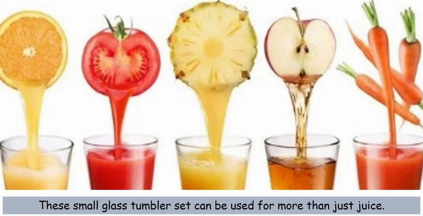 BOHEM'S Vasos pequeños de jugo, vasos de cristal transparente de 5.1 onzas, cristalería para jugo de naranja, agua, leche, café, perfecto para degustación y porciones pequeñas, juego de 6