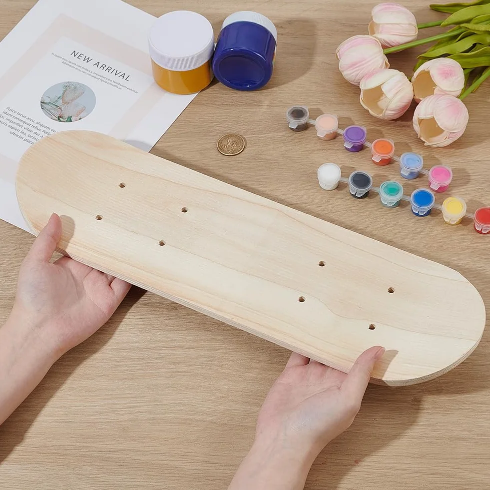 OLYCRAFT Tabla de monopatín vacía de madera 43 x 12,6 cm sin terminar para DIY