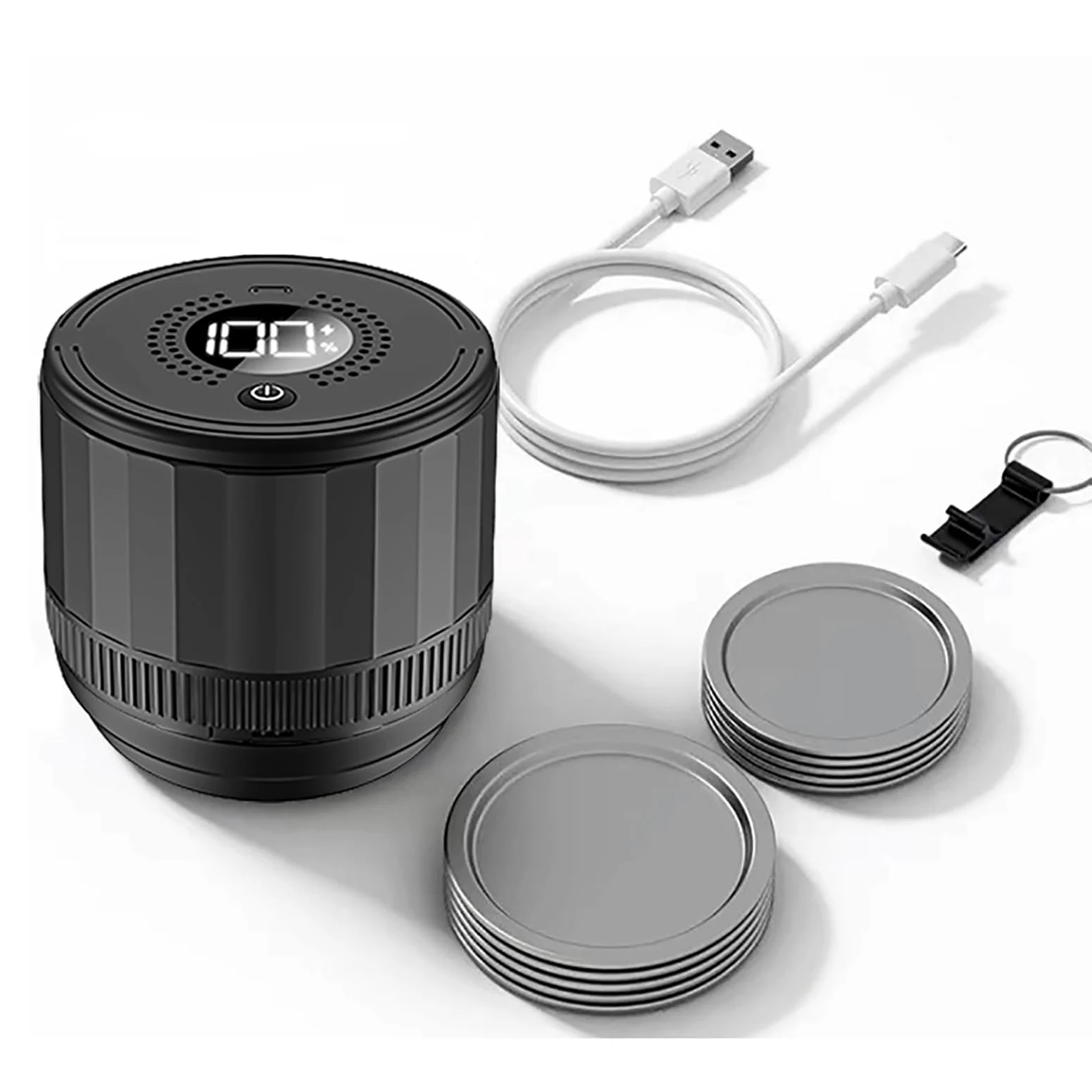 Sellador al vacío eléctrico de tarros de masón, sellador al vacío portátil con Pantalla LED, sellador de tarros de masón Recargable por USB para Boca Ancha y Boca Regular