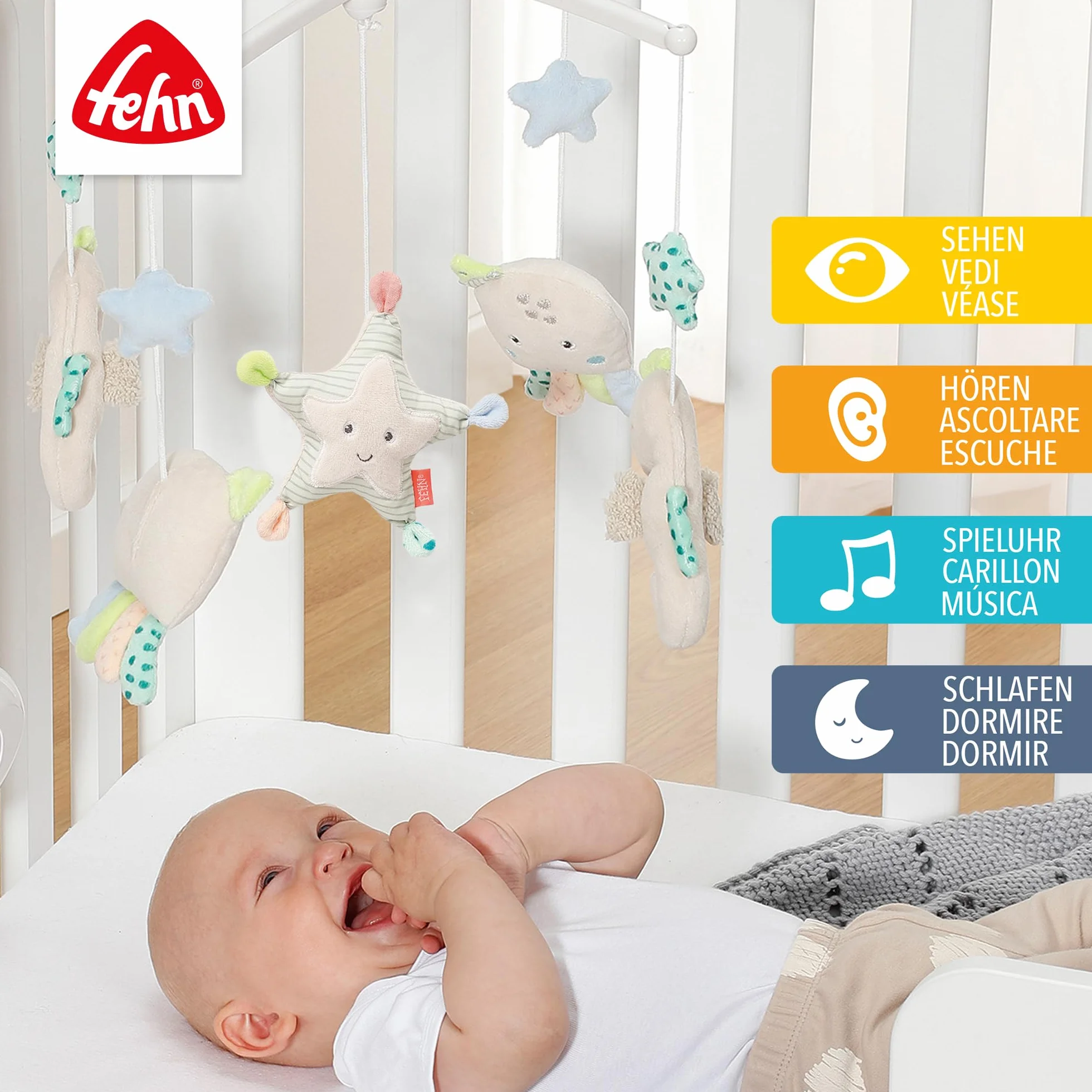 Fehn Música móvil Meereskinder - Mobile a carica con melodia para bebés 0-5 meses