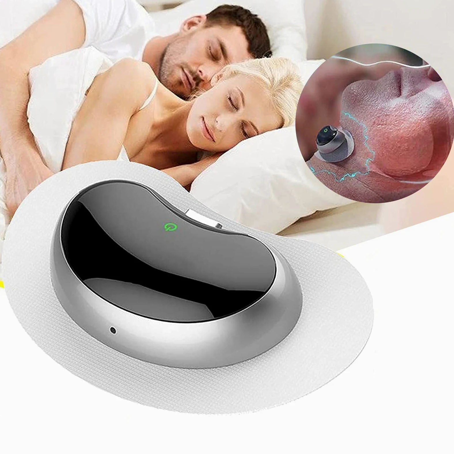 Inteligente Dispositivo Anti ronquidos,Dispositivo Electrónico Aliviar Los Ronquidos,Conexión Bluetooth Dispositivo de Ayuda para Dormir,con App Registra y analiza los Datos del sueño