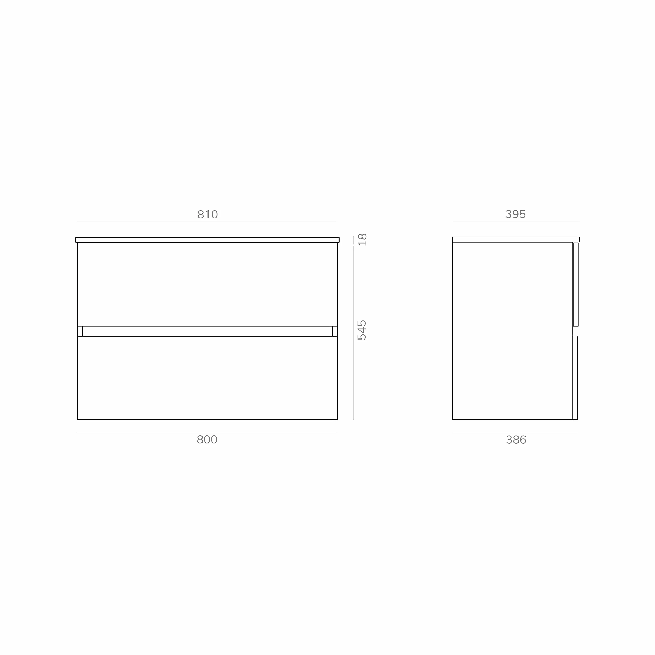 Baikal, Conjunto de baño Natura. Mueble de Baño de Fondo Reducido, con Lavabo cerámico. Distribución Dos Cajones. Mueble MONTADO. Dos Cajones sin Espejo. Fondo 39cm 80 cm Blanco