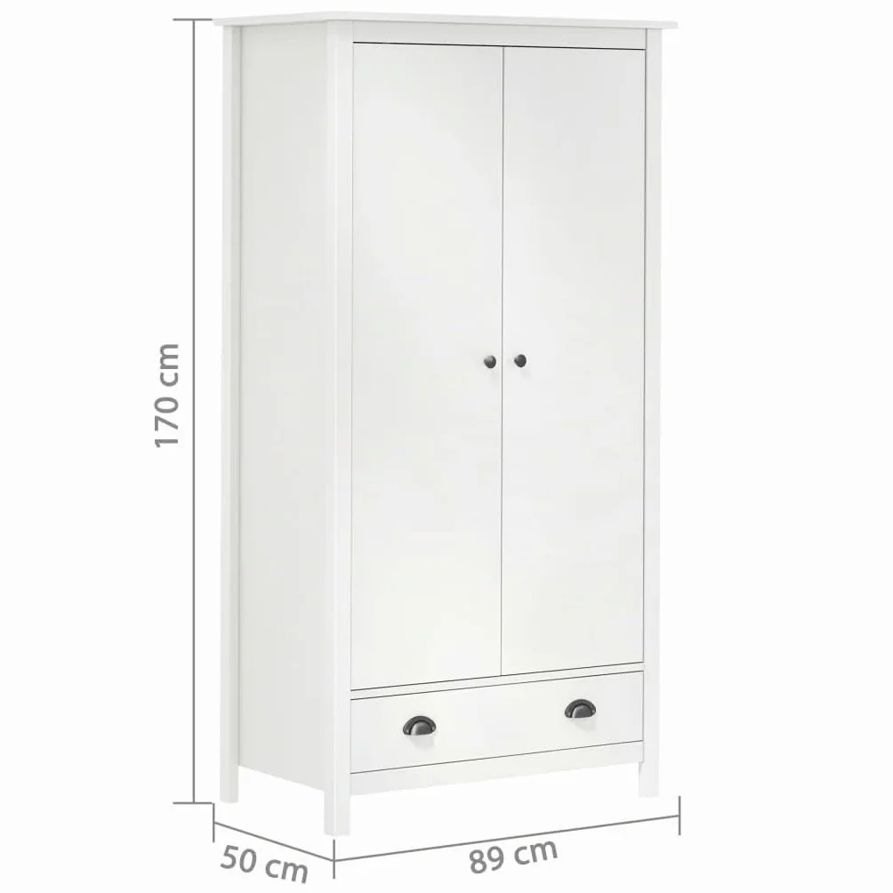 vidaXL Armario de 2 Puertas Muebles para Ropa Roperos Guardarropas de Dormitorio Organizador Colgar Almacenamiento 89x50x170 cm Madera Maciza Pino
