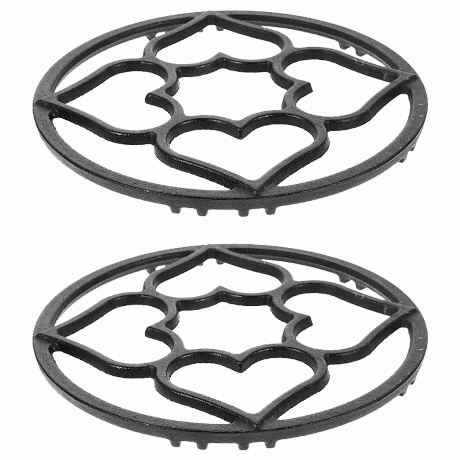 Lurrose Salvamanteles de hierro fundido de 2 piezas: Soporte para olla caliente de 19 cm (7,5") - Protector decorativo para encimera de cocina - Soporte resistente al calor para sartenes, ideal