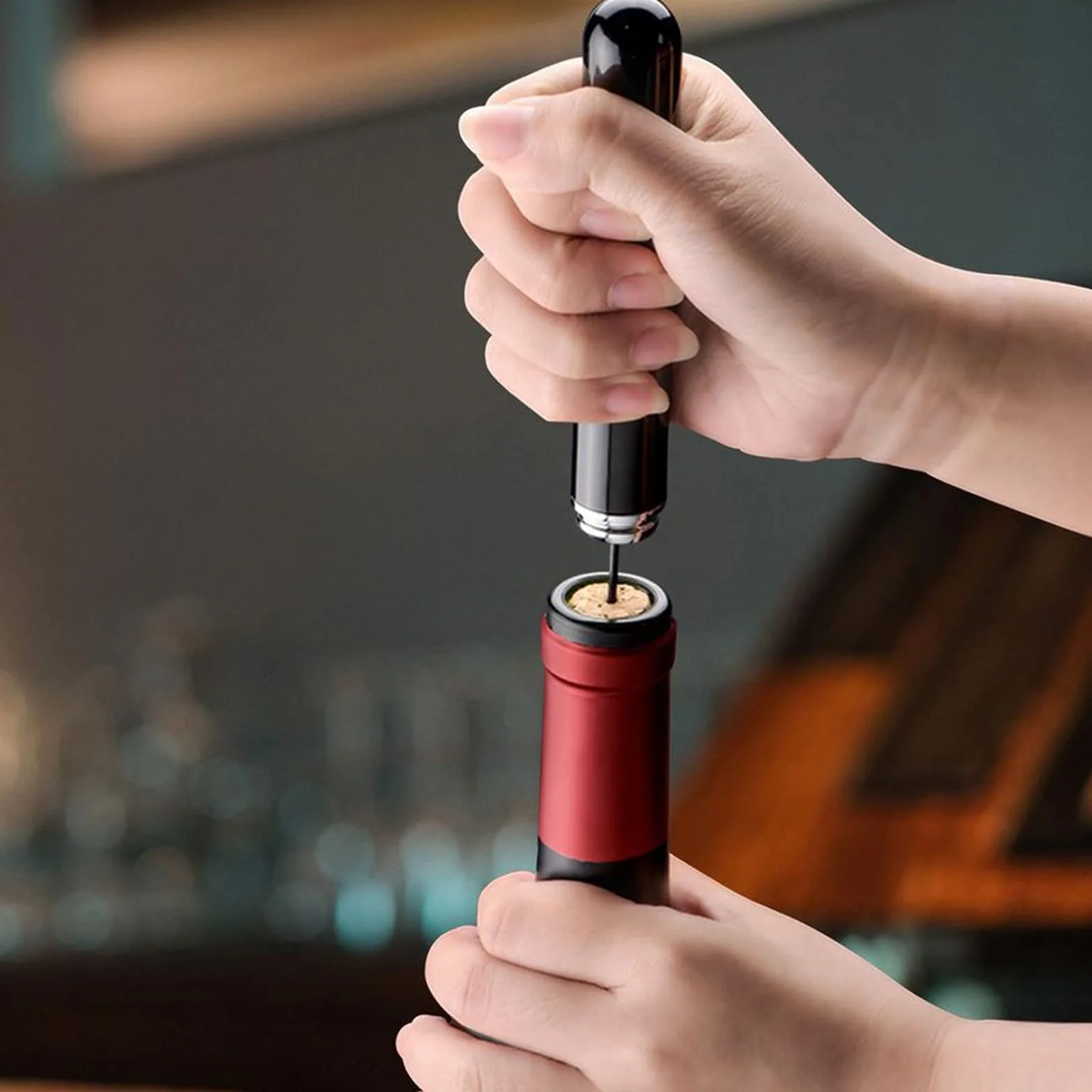 Presión de Aire Abridor de Vino,Abrebotellas Vino Abrebotellas de Presión de Aire, Abridor de Acero Inoxidable,Abrebotellas Vino Portátil Bomba de Aire，Bomba de Botella Regalo-Negro