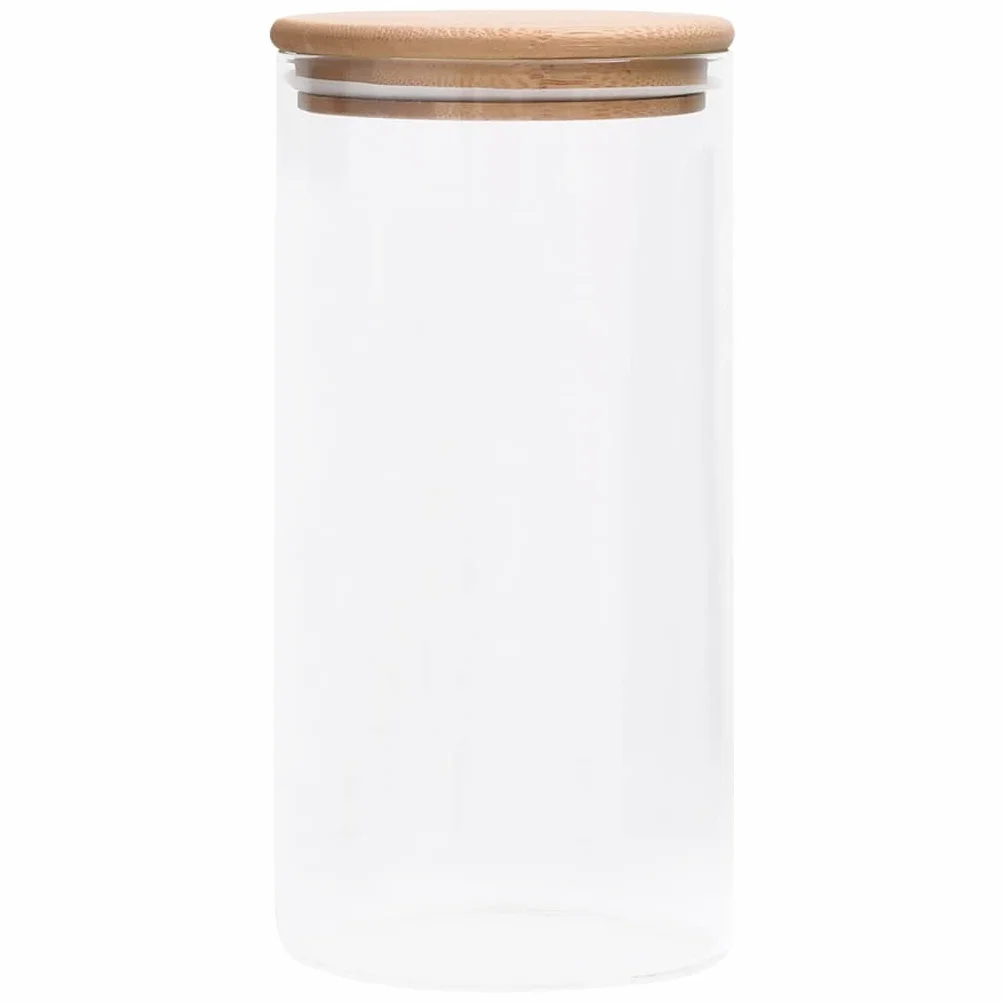 Juego de 4 tarros de almacenamiento de 1200 ml con tapa de bambú – Tarros de almacenamiento para cocina, almacenamiento de cristal