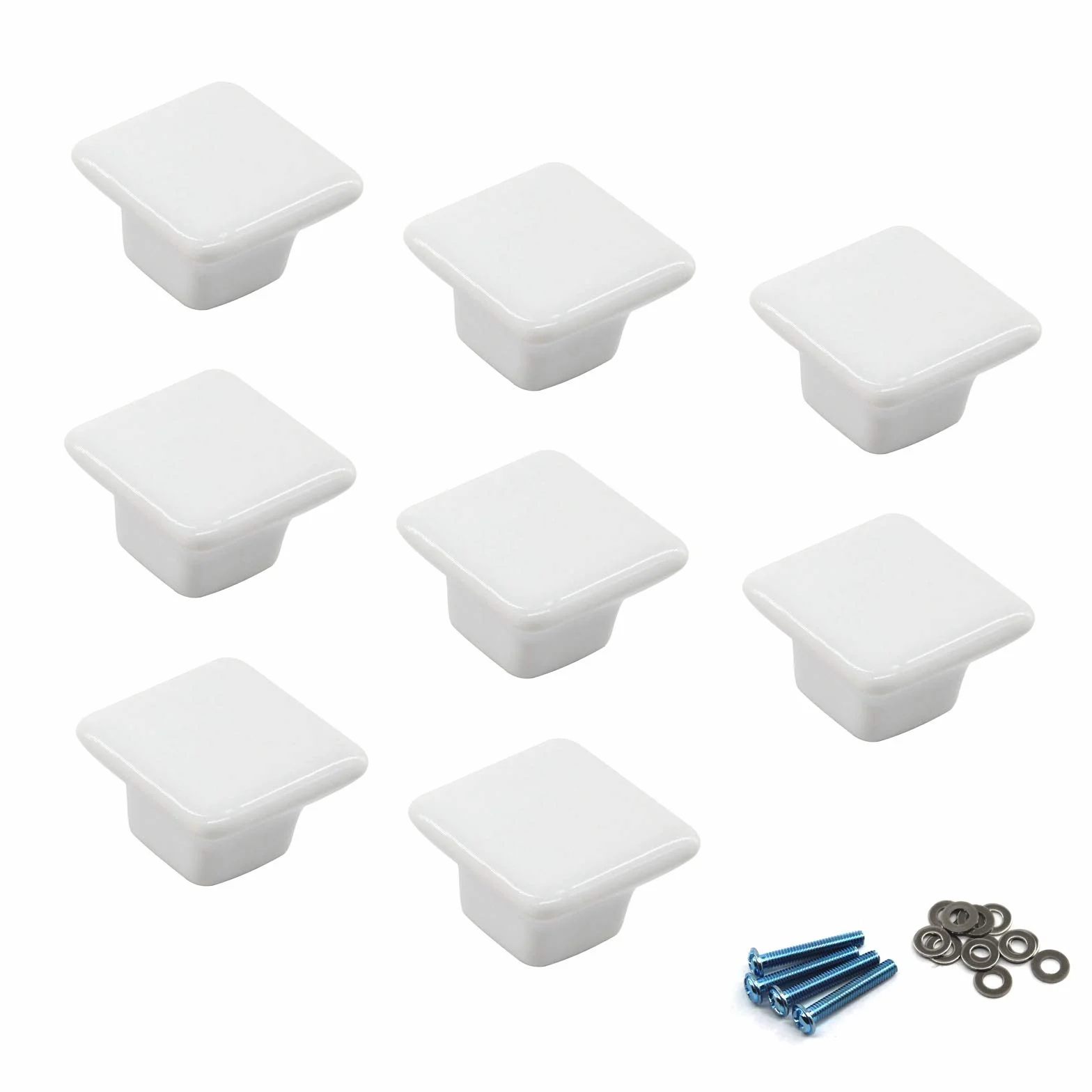 Pomos de cerámica blanca para puerta de armario para habitación infantil (8 piezas)