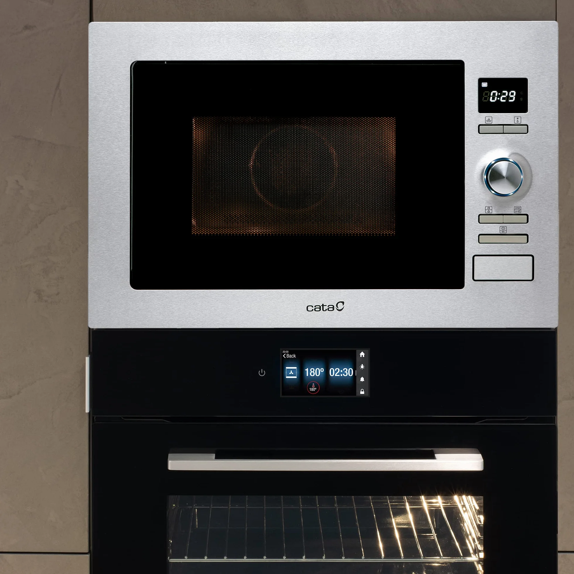Cata MC 25 D - Horno microondas con grill, 900 W, color plateado, gris