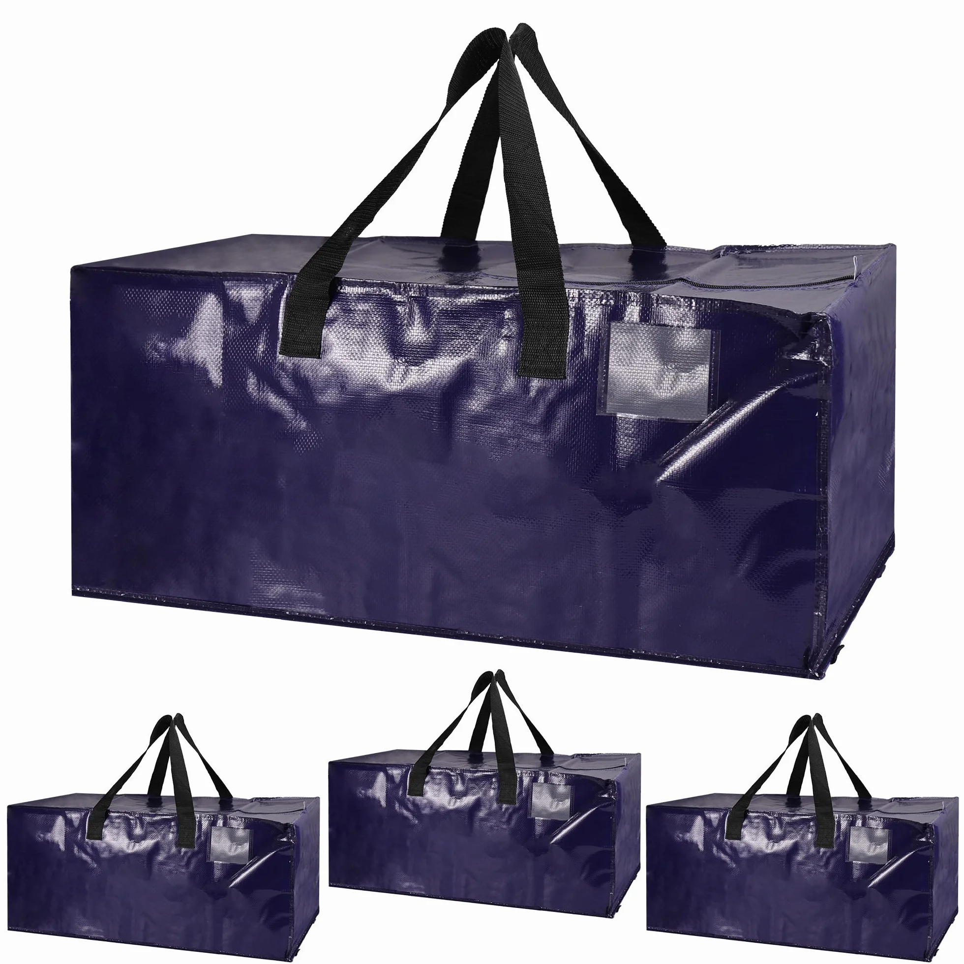 4Pc Bolsa Mudanza Grande, 92L Bolsa Almacenaje, PP Resistente al Agua Bolsa de Transporte, Servicio Pesado Bolsas Grandes para Guardar Ropa, Cremallera Compacta Bolsas de Mudanza Extragrandes
