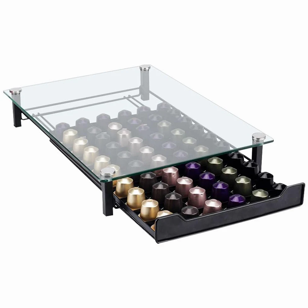 LANTUS - Cajón para cápsulas de café, dispensador de cápsulas de café, tamaño: 41 x 29 x 7 cm, soporte para cápsulas de café transparente