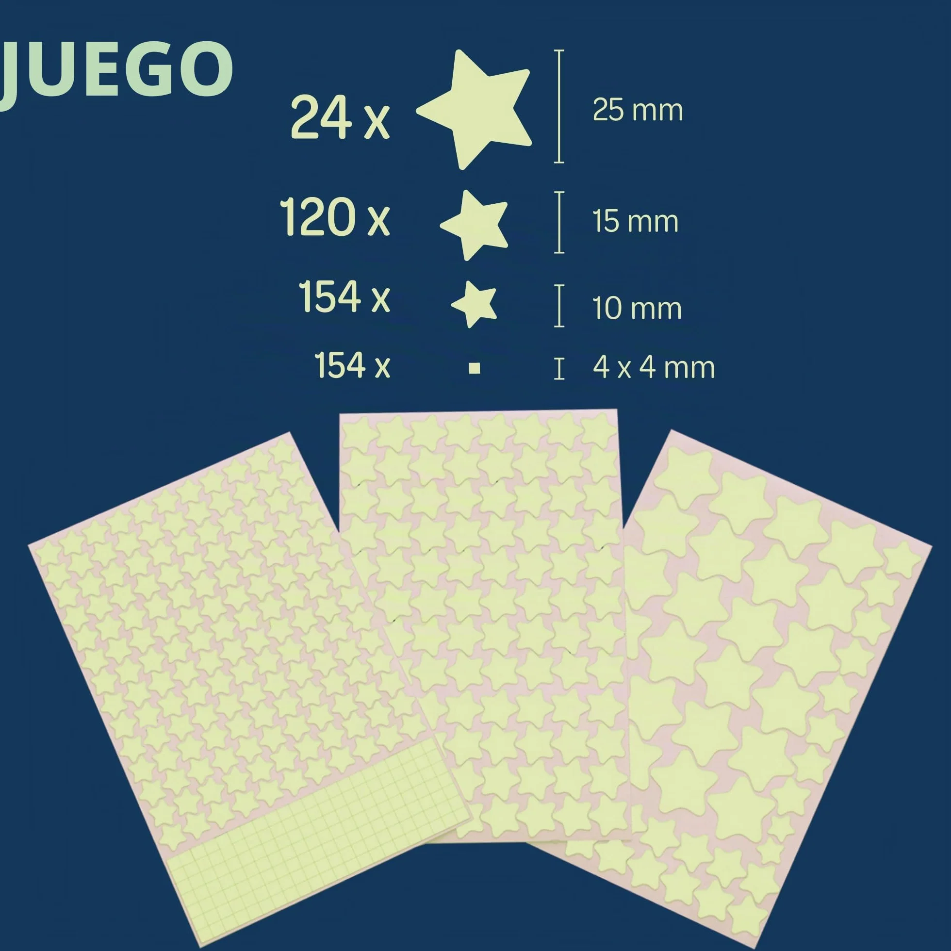 Pegatinas fluorescentes estrellas luminosas para techo y pared 452 pzas. Decoración dormitorio infantil