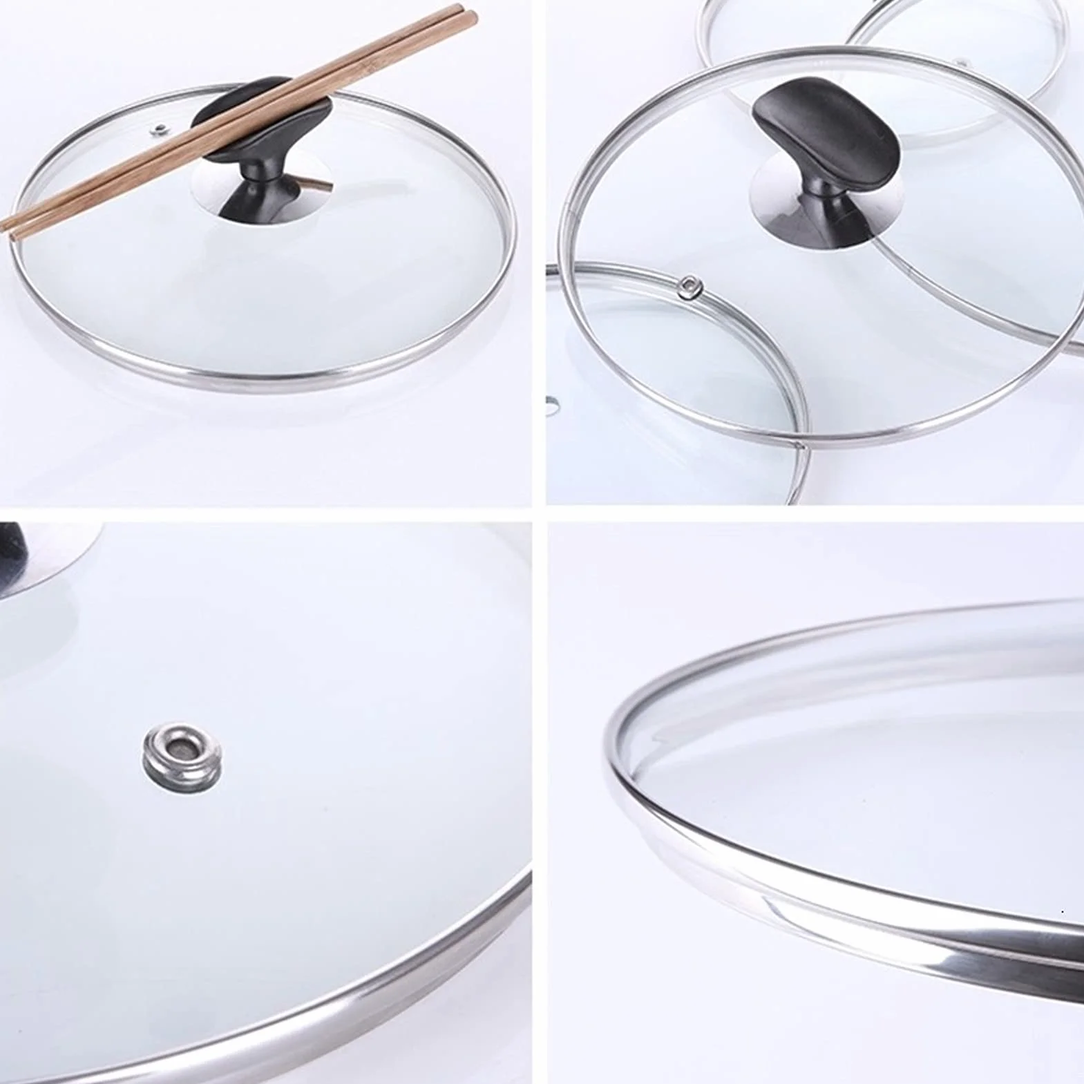 Tapa Universal de Vidrio Templado para sartenes, cacerolas, woks, ollas y sartenes de 14 a 30 cm. Tapa de Repuesto para ollas.