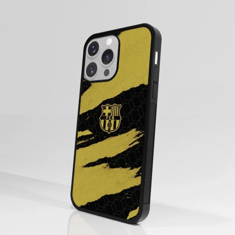 Funda Móvil Apple iPhone 14 Pro MAX FC Barcelona Carcasa Efecto 3D Negro