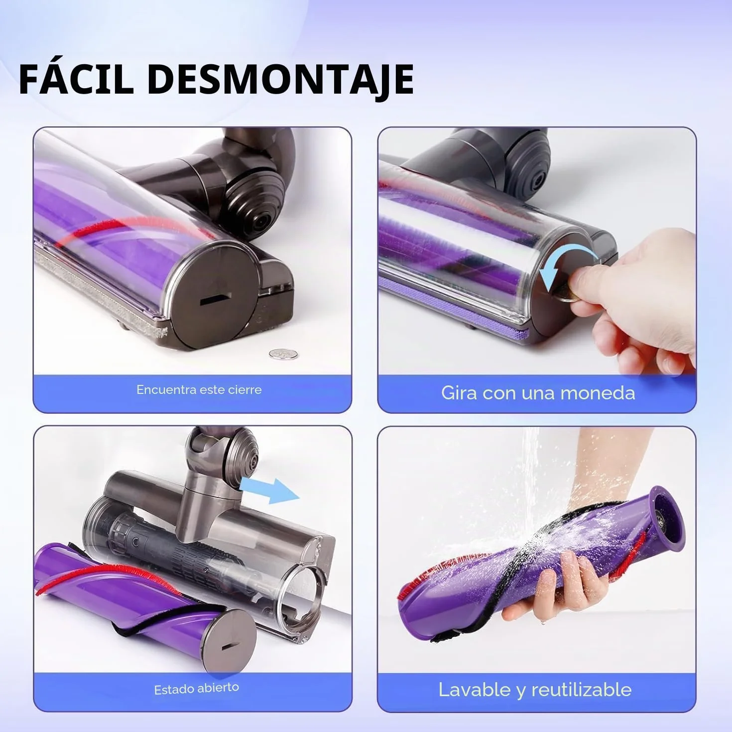 Cepillo Motorizado para Dyson V7 V8 V10 V11 V15 SV10 SV11 SV12 SV14 Aspiradoras, Cepillo de Cabezal Limpiador de Cabezal de turbina para Dyson para Moquetas y Suelos Duros