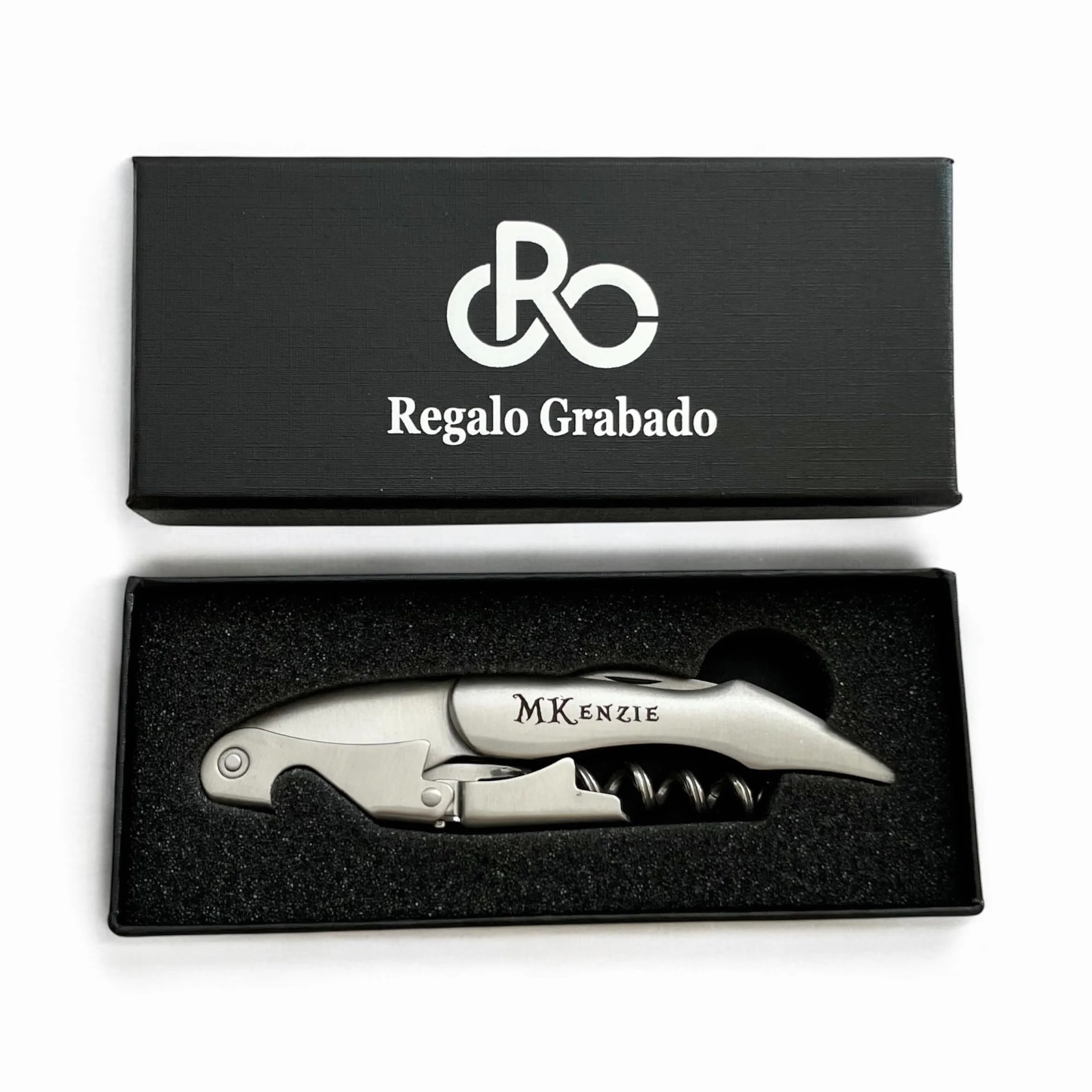 regalo grabado - 1 Sacacorchos Profesional Personalizado de Acero Inoxidable | Grabado Láser imborrable | Ideal para Sumilleres, Bodas, Aniversarios, Cumpleaños | Unidades (1)