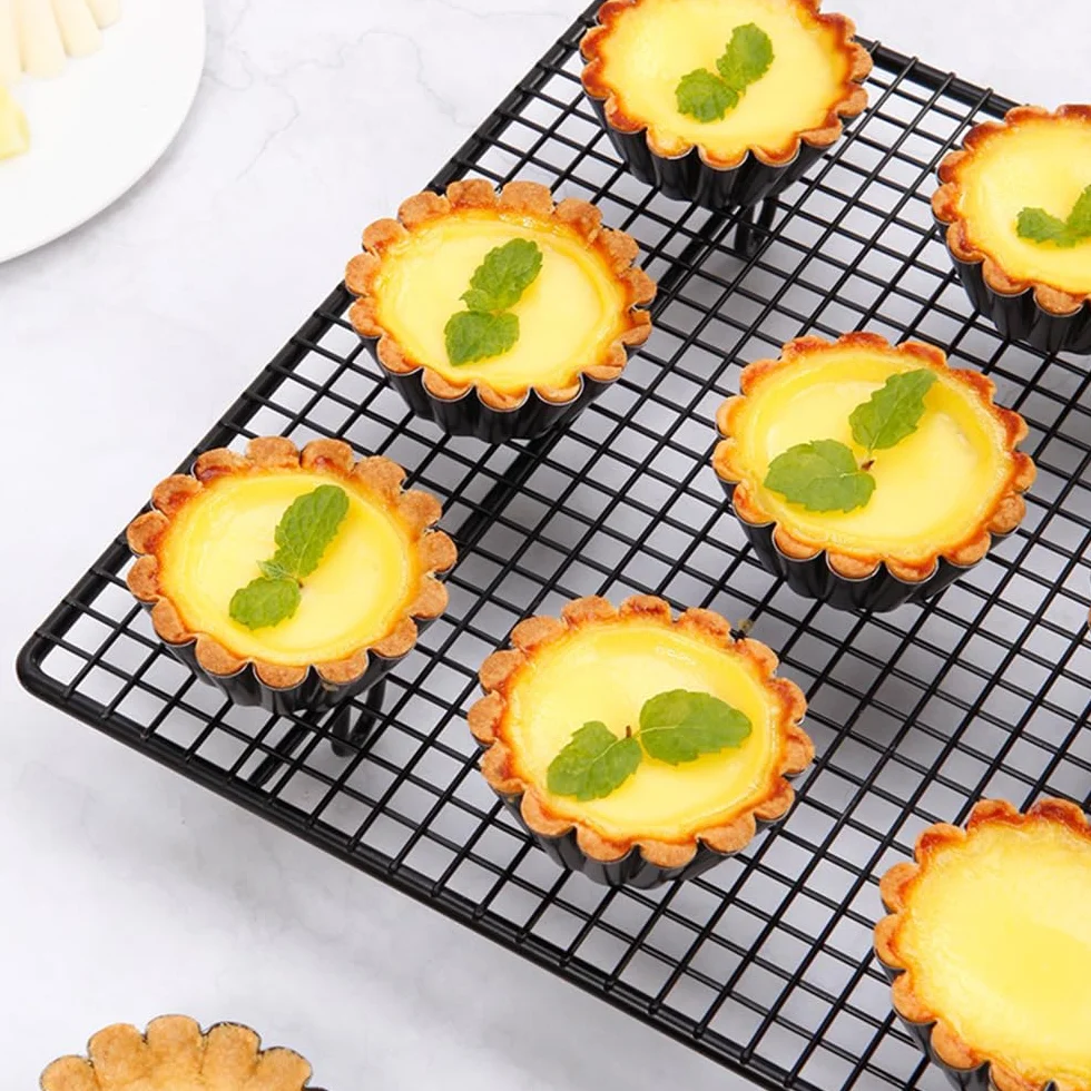 12 Piezas Moldes Mini Tartaletas Acero Carbono, 6.35 cm/2.5 in Moldes para Tartaletas Individuales,Reutilizables y Antiadherentes,Molde de Tarta de Huevo para Pudding, Tarta, Cupcake, Muffin