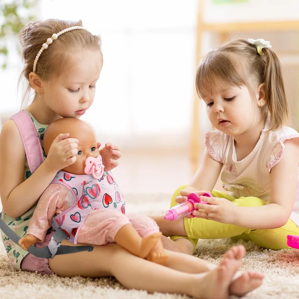 Aolso Portabebés para Muñecas 14-18 Pulgadas, Portador de Transporte para Niños, Juguetes de Juegos de Rol 1+ Año Rosa