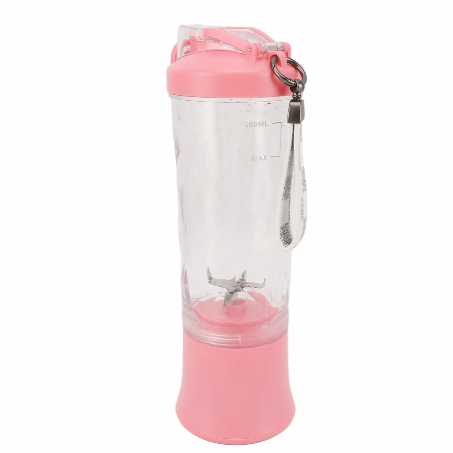 SIXRUN Batidora Portátil, Batidora Personal Recargable por USB con Taza de Acero Inoxidable ABS de 600 Ml, 150 W, 18000 RPM, 2 Modos, para Viajes, Gimnasio, Escuela, Oficina, Batidos y Batidos (PINK)