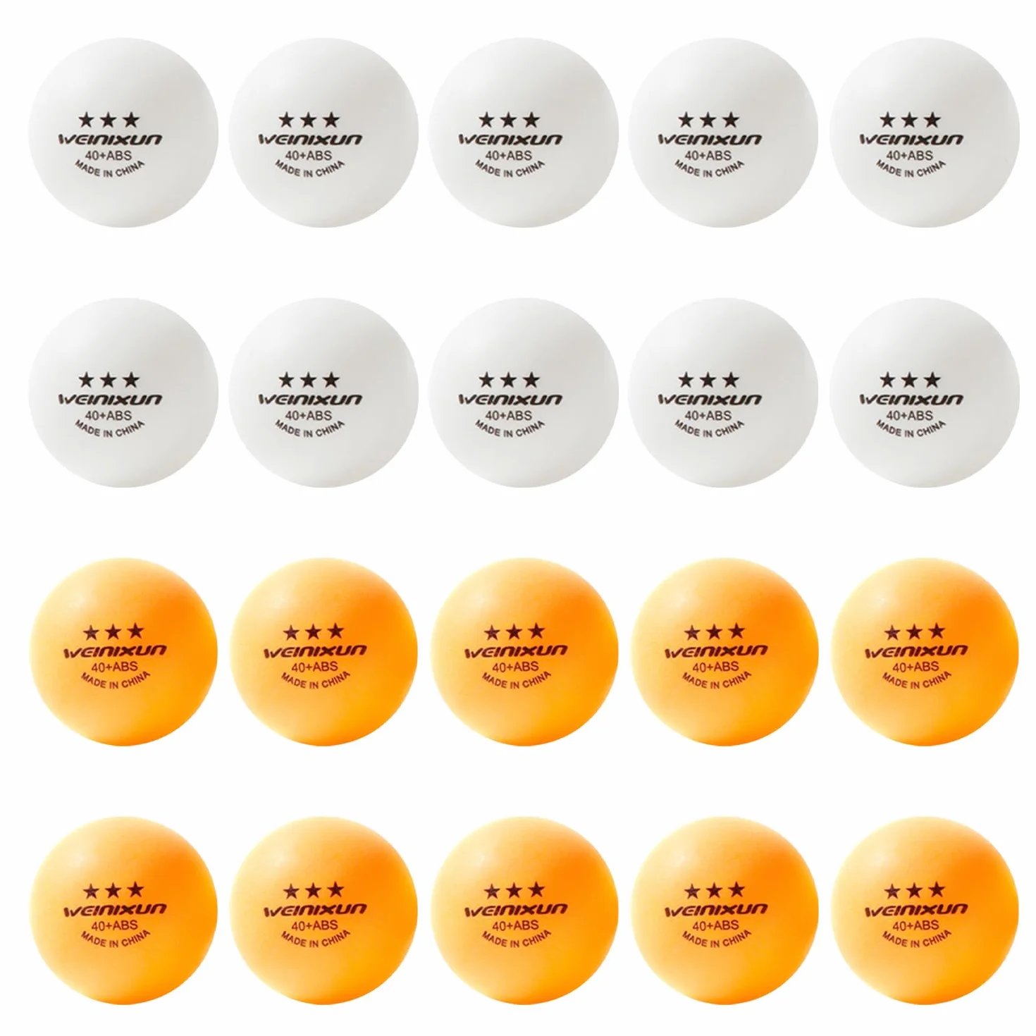 20 Piezas de Tenis de Mesa al Aire Libre, Colorido, Entrenamiento, Naranja, Blanca