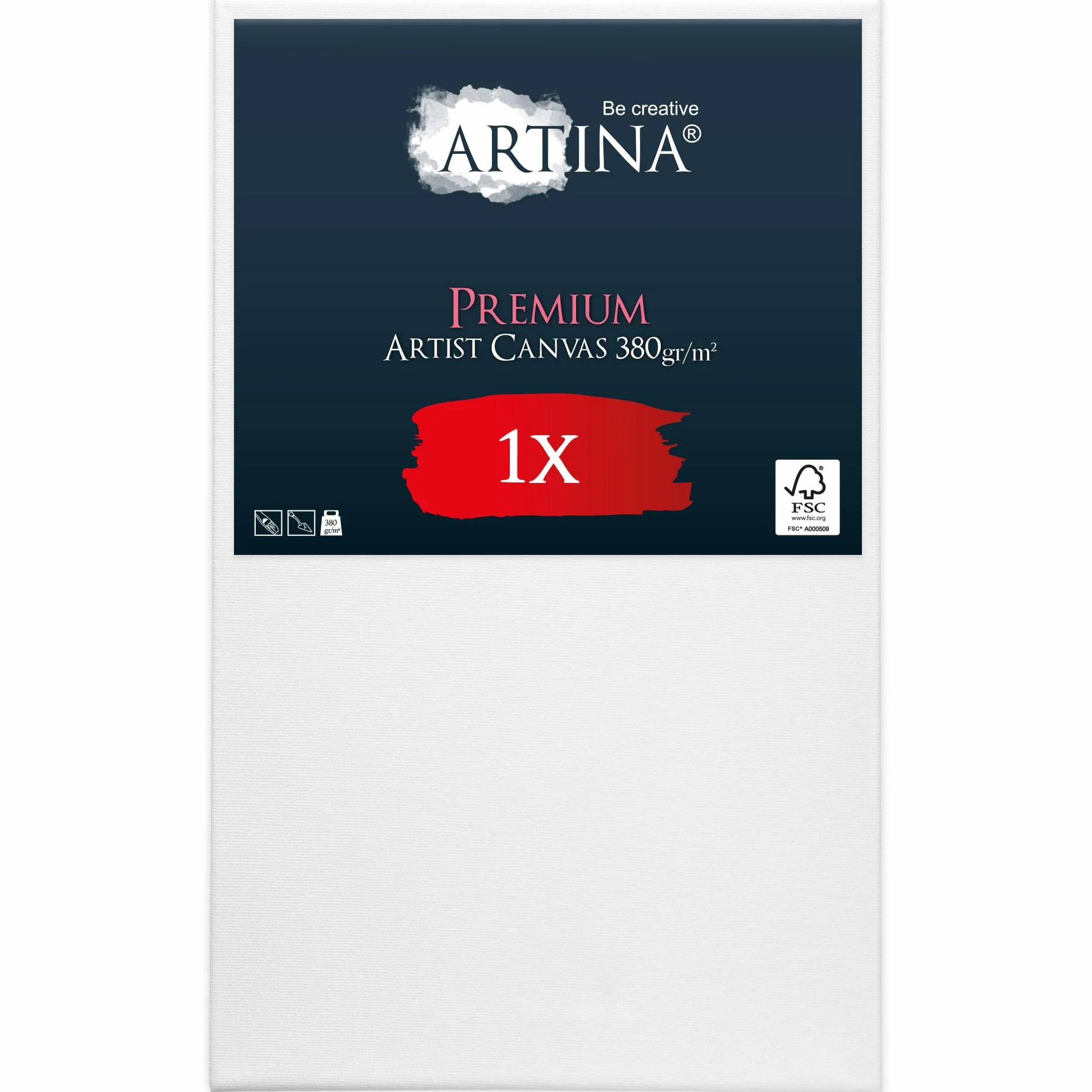 Artina Lienzos para Pintar 100% Algodón FSC® Canvas con Bastidores estables | 70x100cm blanco lienzo grande preestirado tela Madera colores acrílicos óleo profesional Premium