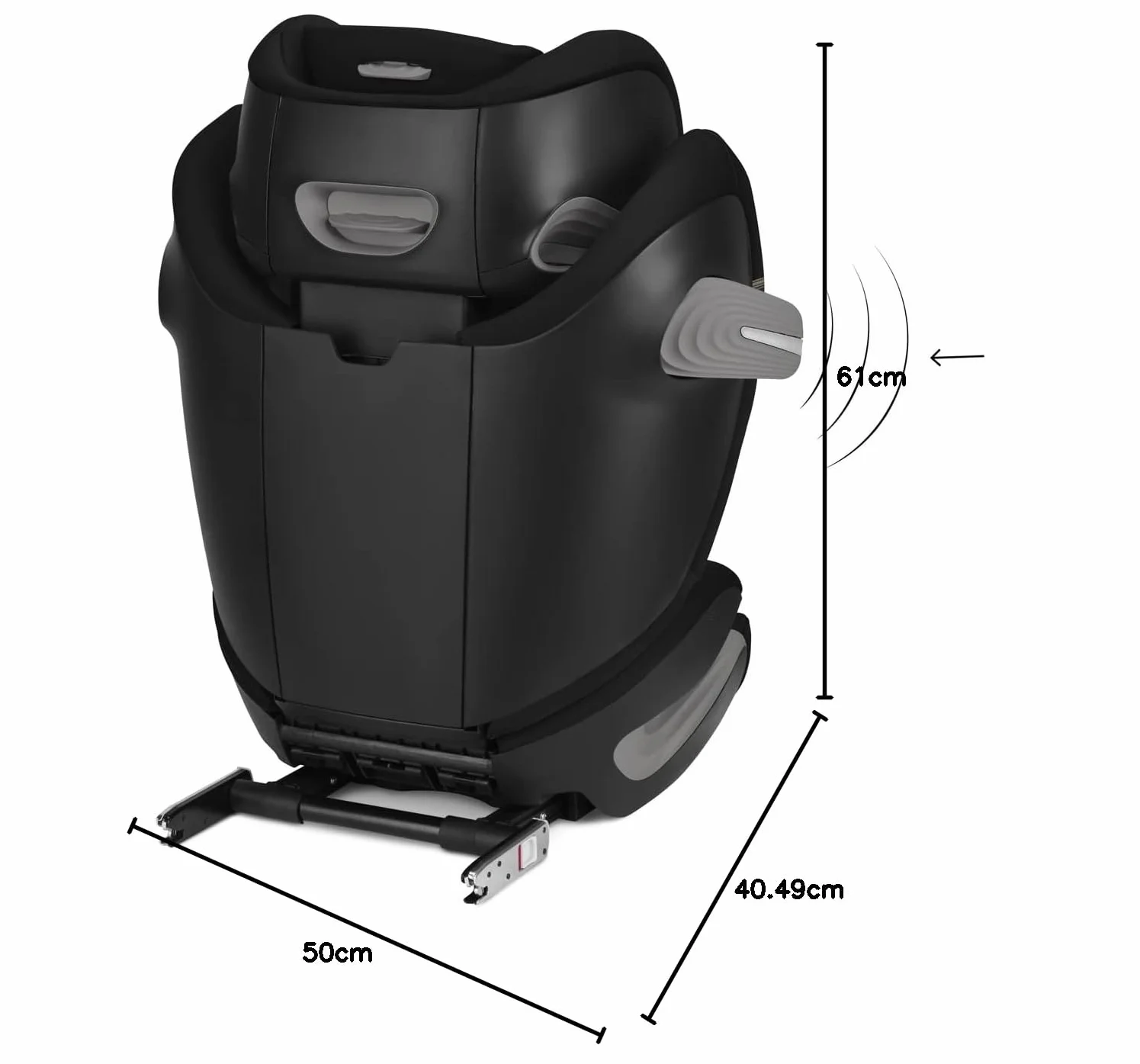 Cybex Gold Silla de coche Solution S2 i-Fix, Para coches con y sin ISOFIX, 100 - 150 cm, De 3 a 12 años aprox. (15 - 50 kg), Negro (Moon Black)