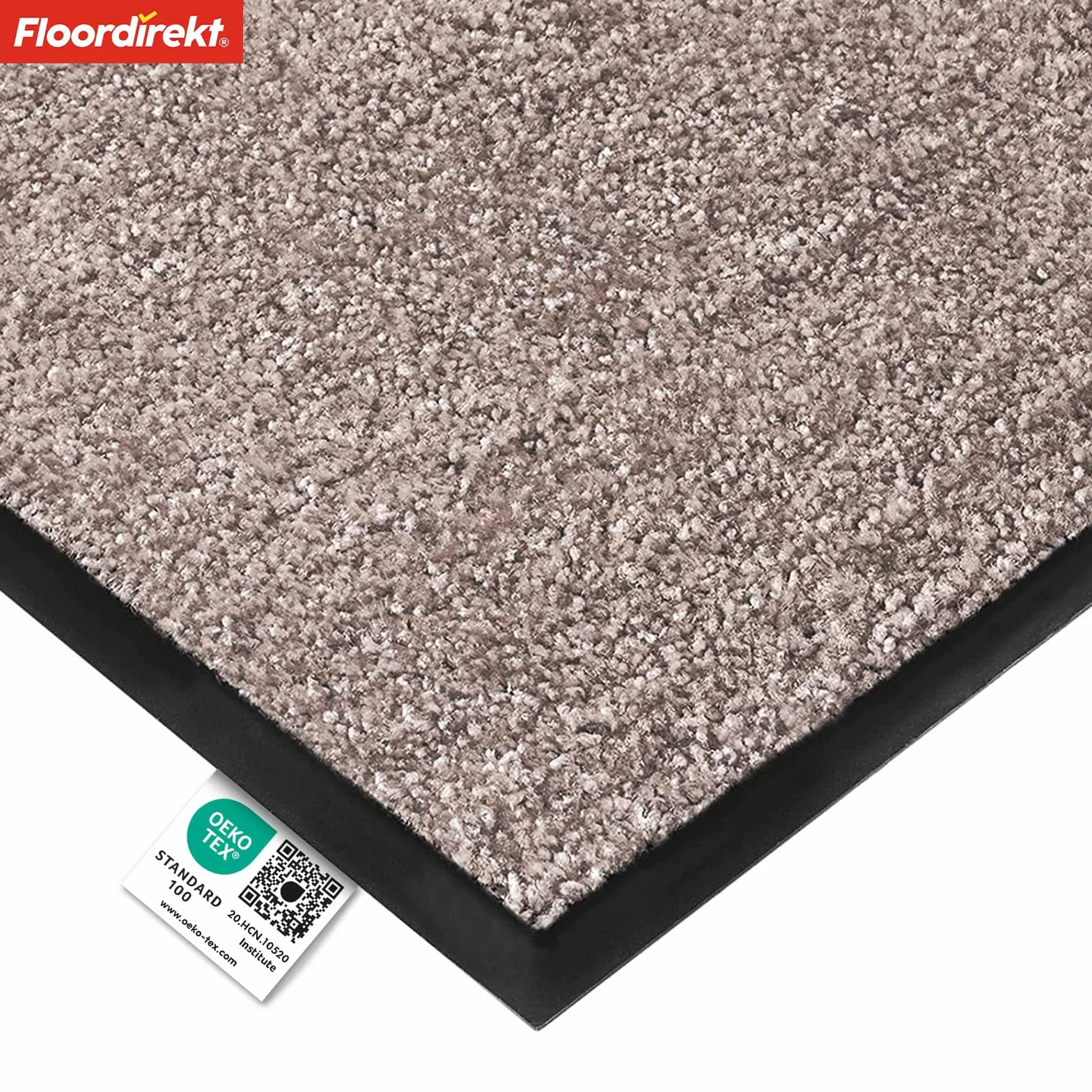 Floordirekt | Rhine | Alfombra de entrada | Antideslizante, color único, alfombra de entrada lavable, con certificado Oeko-Tex | Gris claro (Goéland), 40 cm x 60 cm